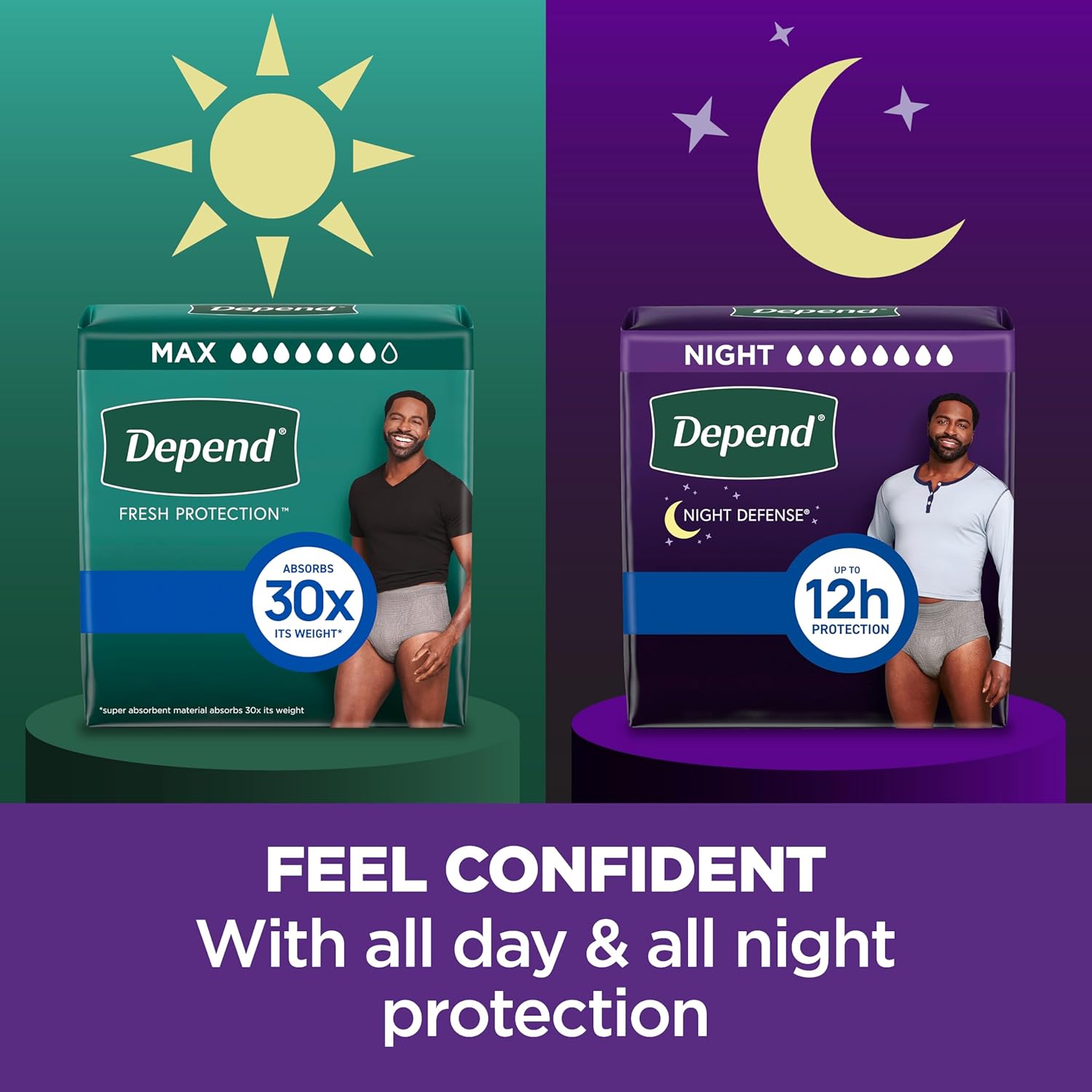 Depend Night Defense Adult Diapers, Incontinence Underwear for Men, Disposable, Overnight, Small/Medium, Grey, 64 Count (4 Packs of 16), Packaging May Vary - Image 5