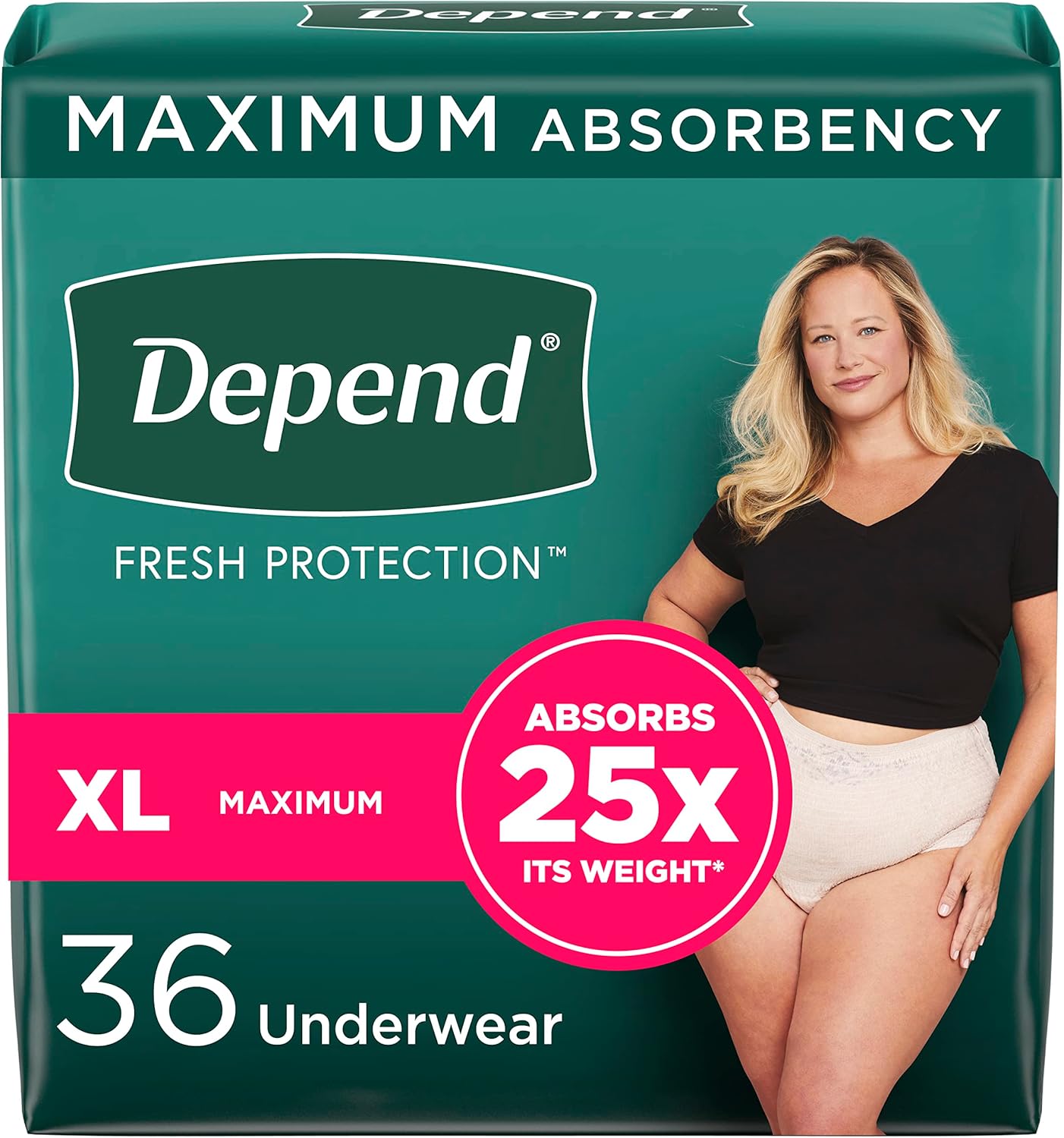 Depend Fresh Protection Adult Diapers, Incontinence & Postpartum Bladder Leak Underwear for Women, Disposable, Maximum, Medium, Blush, 76 Count (2 Packs of 38), Packaging May Vary - Image 7