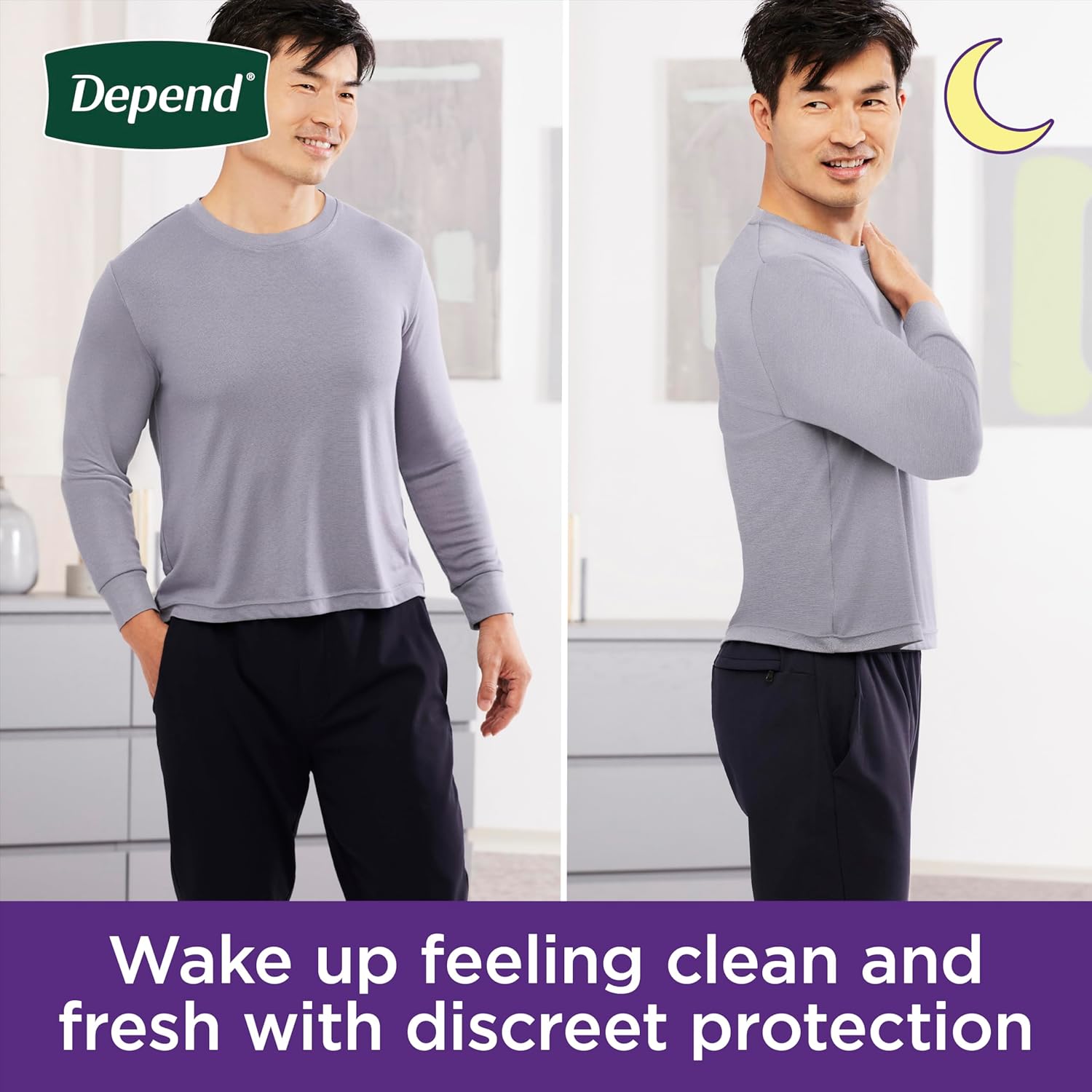 Depend Night Defense Adult Diapers, Incontinence Underwear for Men, Disposable, Overnight, Small/Medium, Grey, 64 Count (4 Packs of 16), Packaging May Vary - Image 7