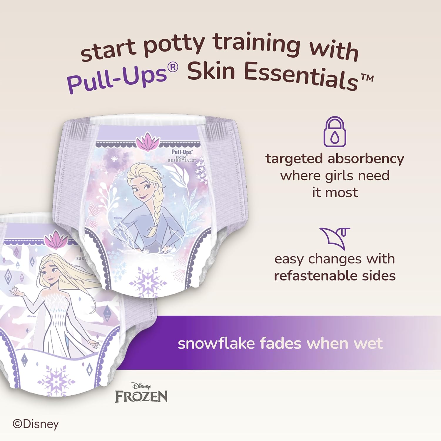 Pull-Ups Girls' Skin Essentials Potty Training Pants, Training Underwear, 4T-5T (38-50 lbs), 14 Ct