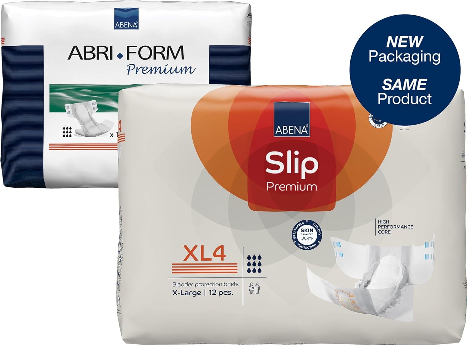 Abena Slip Premium Incontinence Briefs, Level 4, (Small to Extra Large Sizes), Extra Large, 48 Count