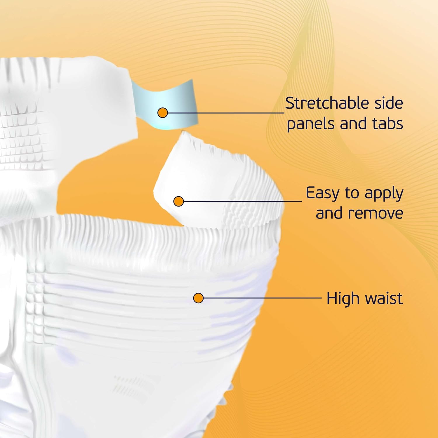 Alternative view of 3XL Adult Diapers for Women and Men - Case of 32 Bariatric Disposable Briefs with Tabs and Stretchable Side Panels - Breathable with Max Absorbency