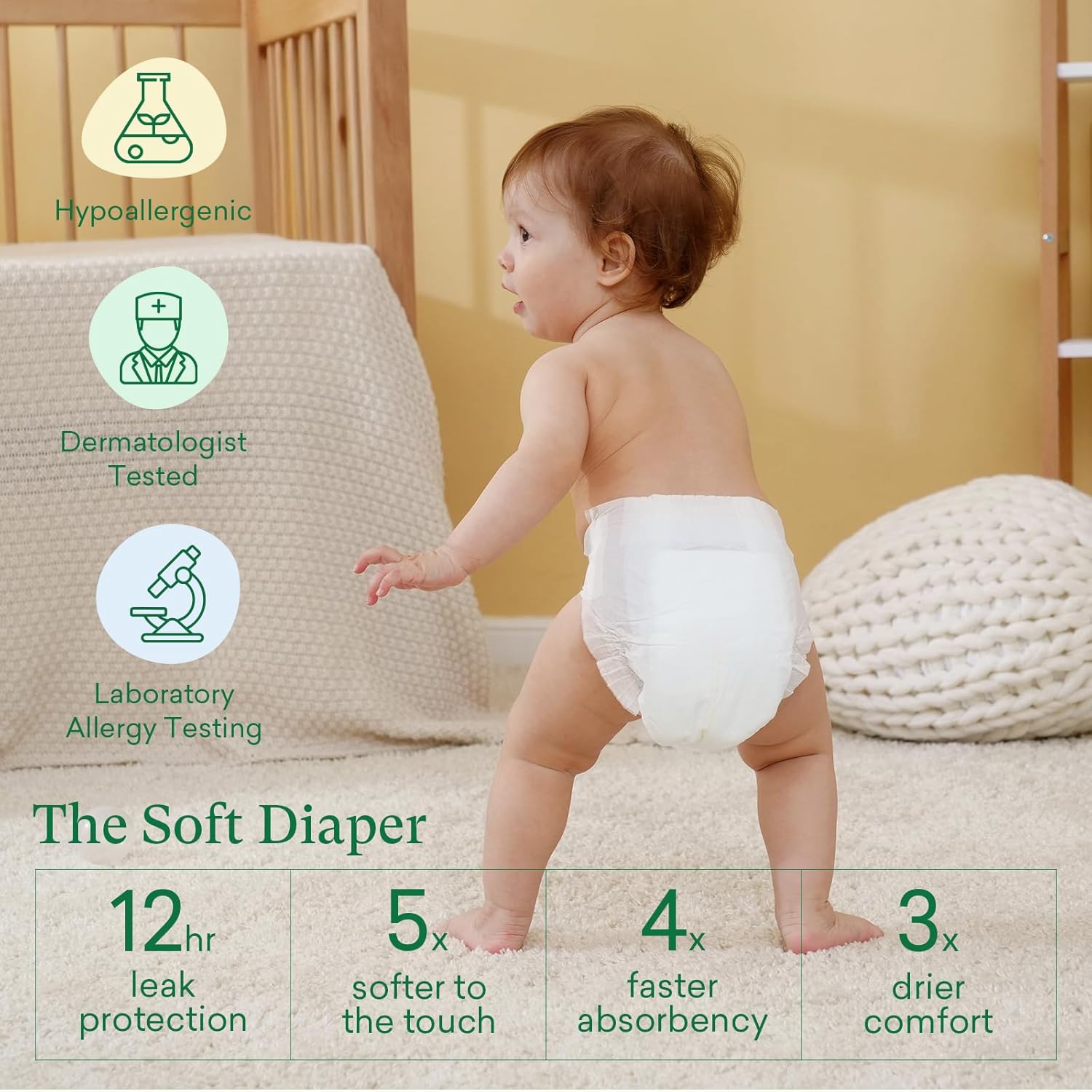 Alternative view of PurComfy Baby Diapers Essential Kit, Size N (96Ct) & Size 1 Diapers (104Ct), 6 Water Wipes (360Ct), 4 Travel Wipes (32Ct) and 2 Dry Wipes(120Ct), Baby Essentials Kit for Sensitive Skin, Total 712 Ct