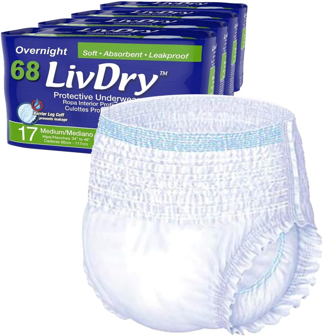 LivDry 3XL Overnight Adult Diapers for Women and Men, XXXL Incontinence Underwear, 72u201D-92" Waist, Disposable Pull-On Briefs, XXX-Large, 40 Count - Image 9
