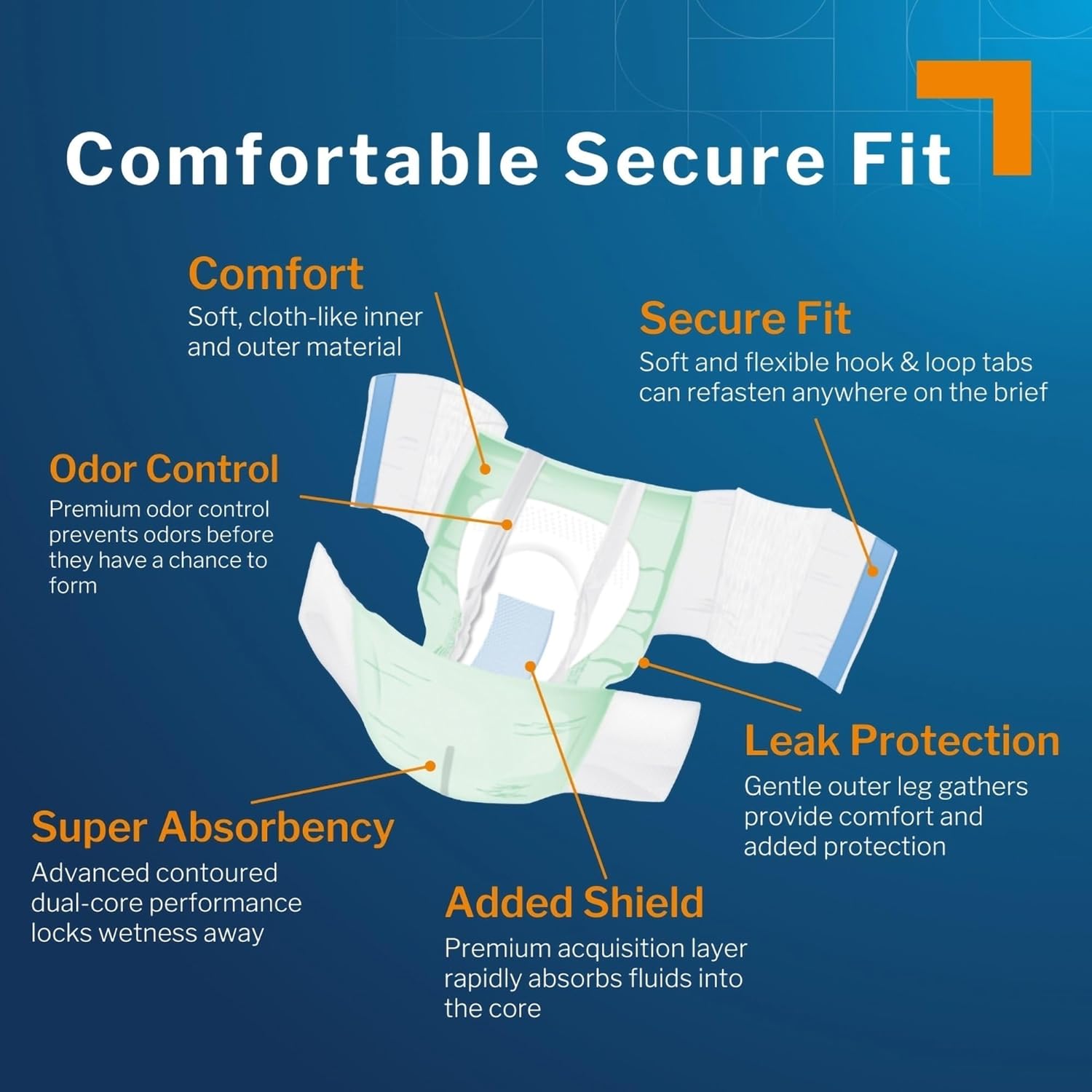 Alternative view of McKesson Ultra Plus Stretch Briefs, [80 Count], XXL/3XL, 58-77 in. Incontinence Adult Diapers, Heavy Absorbency, Unisex, Disposable, Elastic Leg Gathers and Contoured Fit for Men and Women