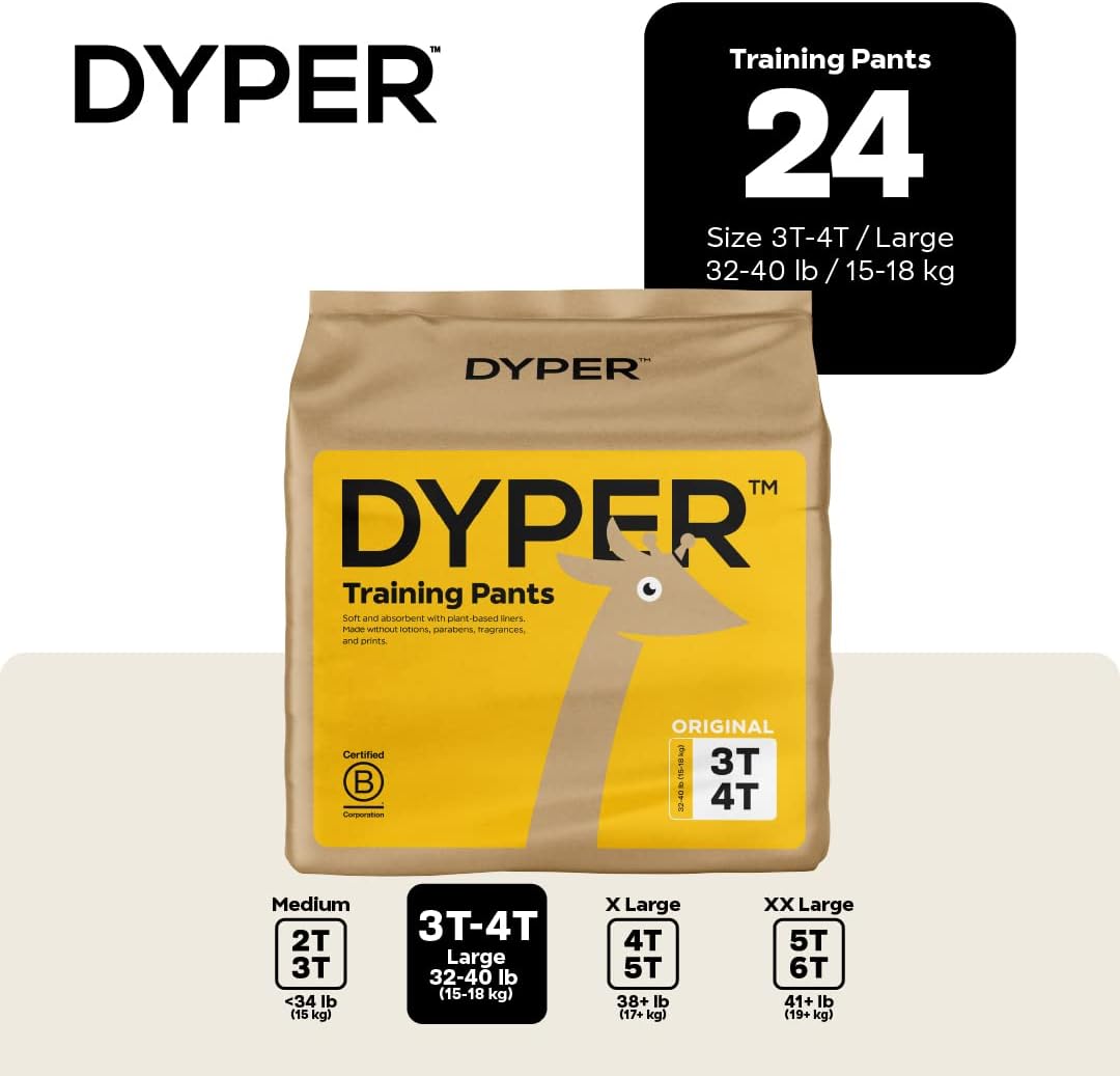 Alternative view of DYPER Toddler Training Pants 3T-4T for Boys & Girls Hypoallergenic, Unscented, Plant-Based & Perfect for Sensitive Skin, Leakproof Potty Training Pants for Day & Overnight Protection (24 Count)