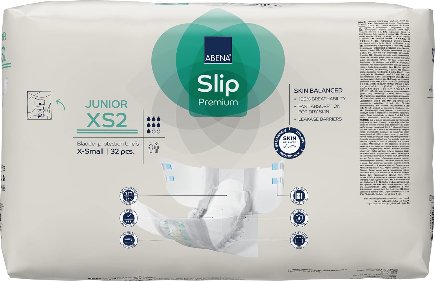 Alternative view of Abena Hypoallergenic Slip Junior Premium Incontinence Briefs, for Juniors Aged 5-15, Eco-Labeled, Level 2, 32 Count