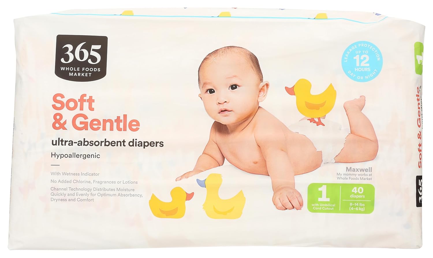 Alternative view of 365 by Whole Foods Market, Soft & Gentle Size 4 Diapers with Wetness Indicator, Ultra-Absorbent, Hypo-Allergenic, Ultra-Absorbent, 27 Count