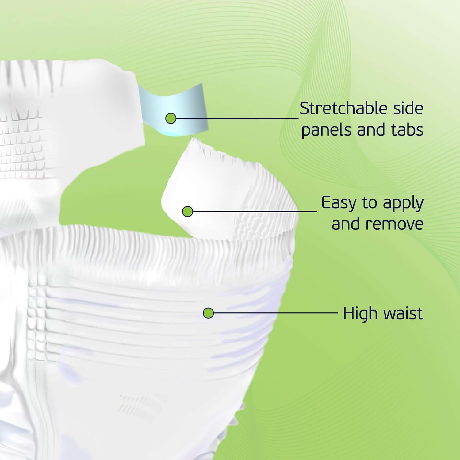 Alternative view of 4-5xl Adult Diapers for Women and Men - 8 Bariatric Disposable Briefs with Tabs and Stretchable Side Panels - 100% Breathable with Maximum Absorbency