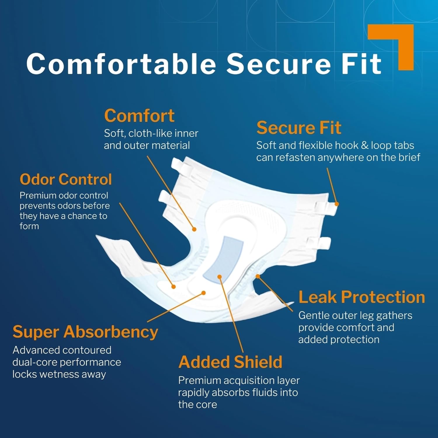 Alternative view of McKesson Ultra Briefs, [72 Count], Size L, 45-58 in. Incontinence Adult Diapers, Heavy Absorbency, Unisex, Disposable, Elastic Leg Gathers and Contoured Fit for Men and Women