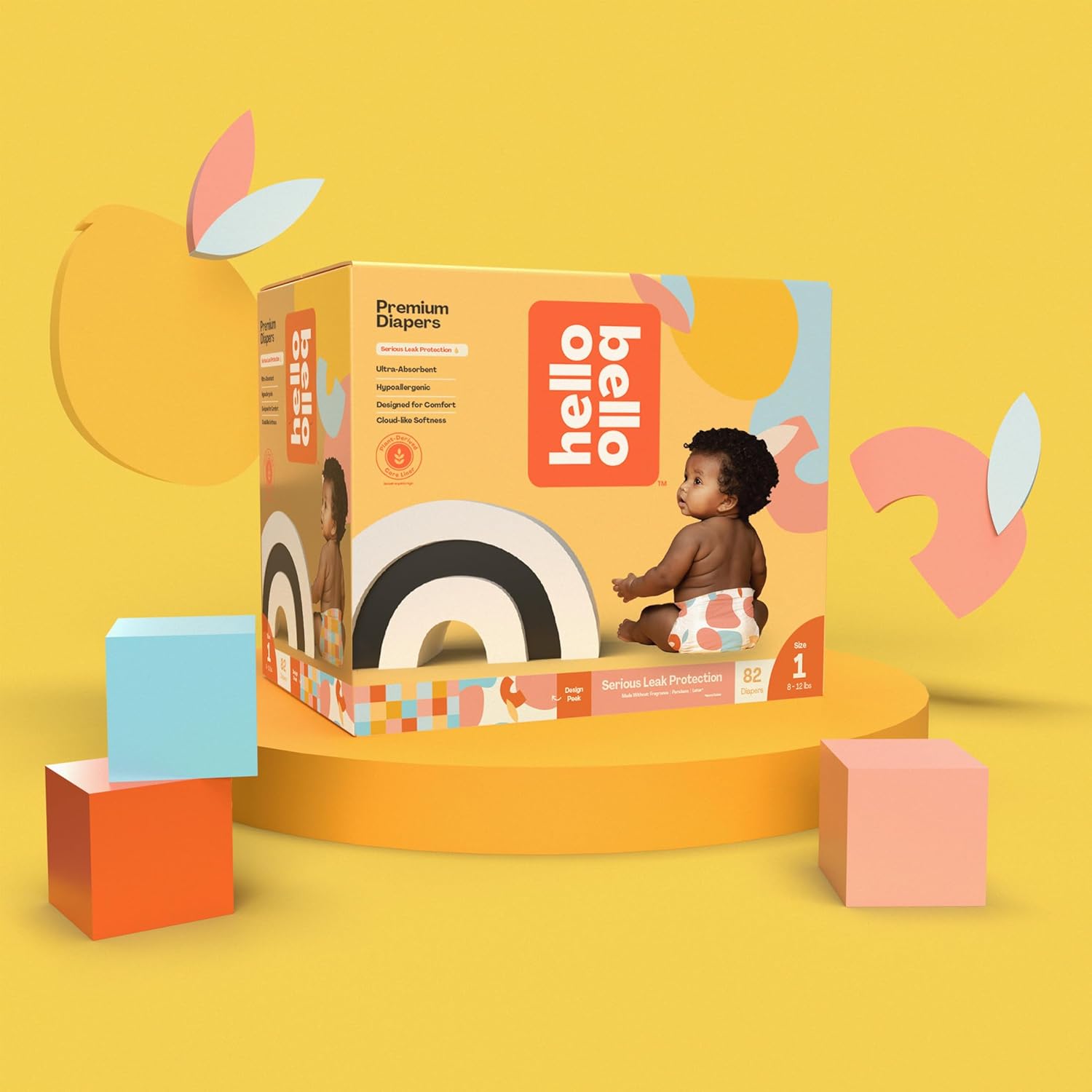 Hello Bello Premium Newborn Diapers, Honeysuckle Designs, 76ct Club Box, Hypoallergenic and Extra Absorbent