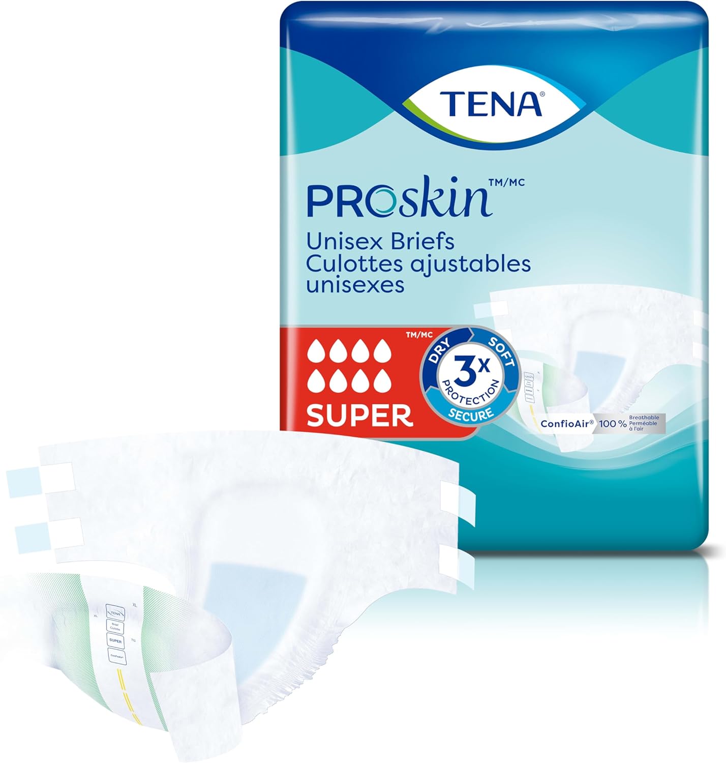 TENA ProSkin Unisex Adult Diapers with Tabs, Maximum Absorbency, Medium, 56 ct