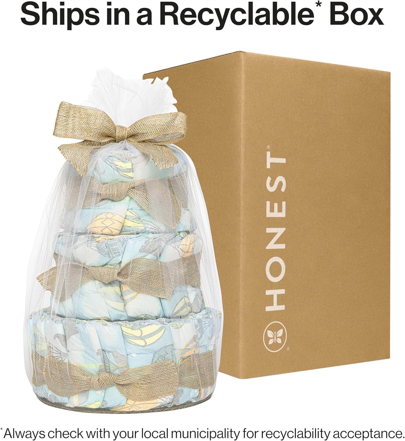 The Honest Company Diaper Cake, Diapers Baby Personal Care Plant-Based Wipes Above it All Regular Size 1 8-14 lbs, 35 Count - Image 7