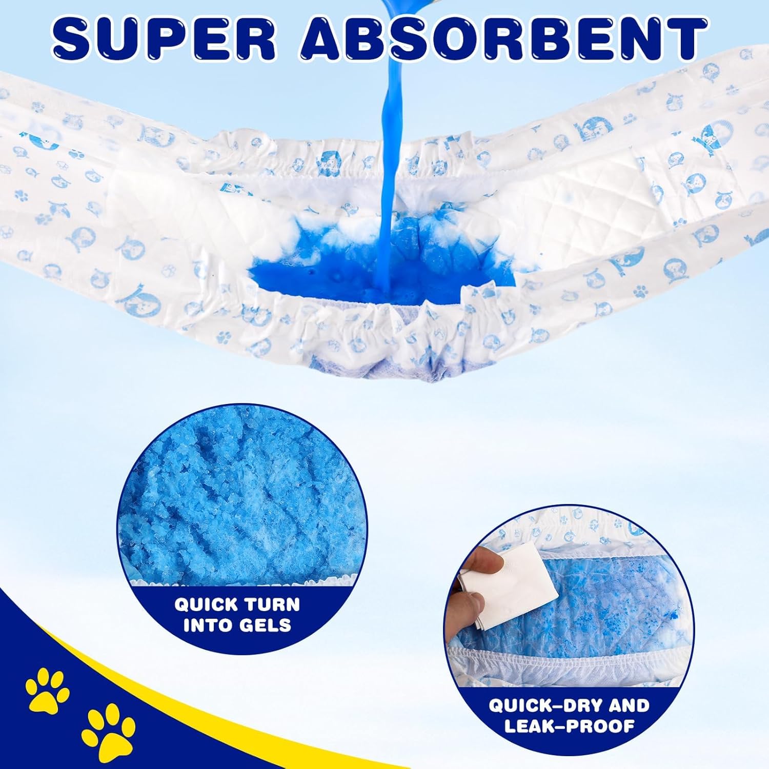 XPCARE 50 Count Disposable Male Dog Diapers, Male Dog Wraps,Super Absorbent Leak-Proof Fit (Small)