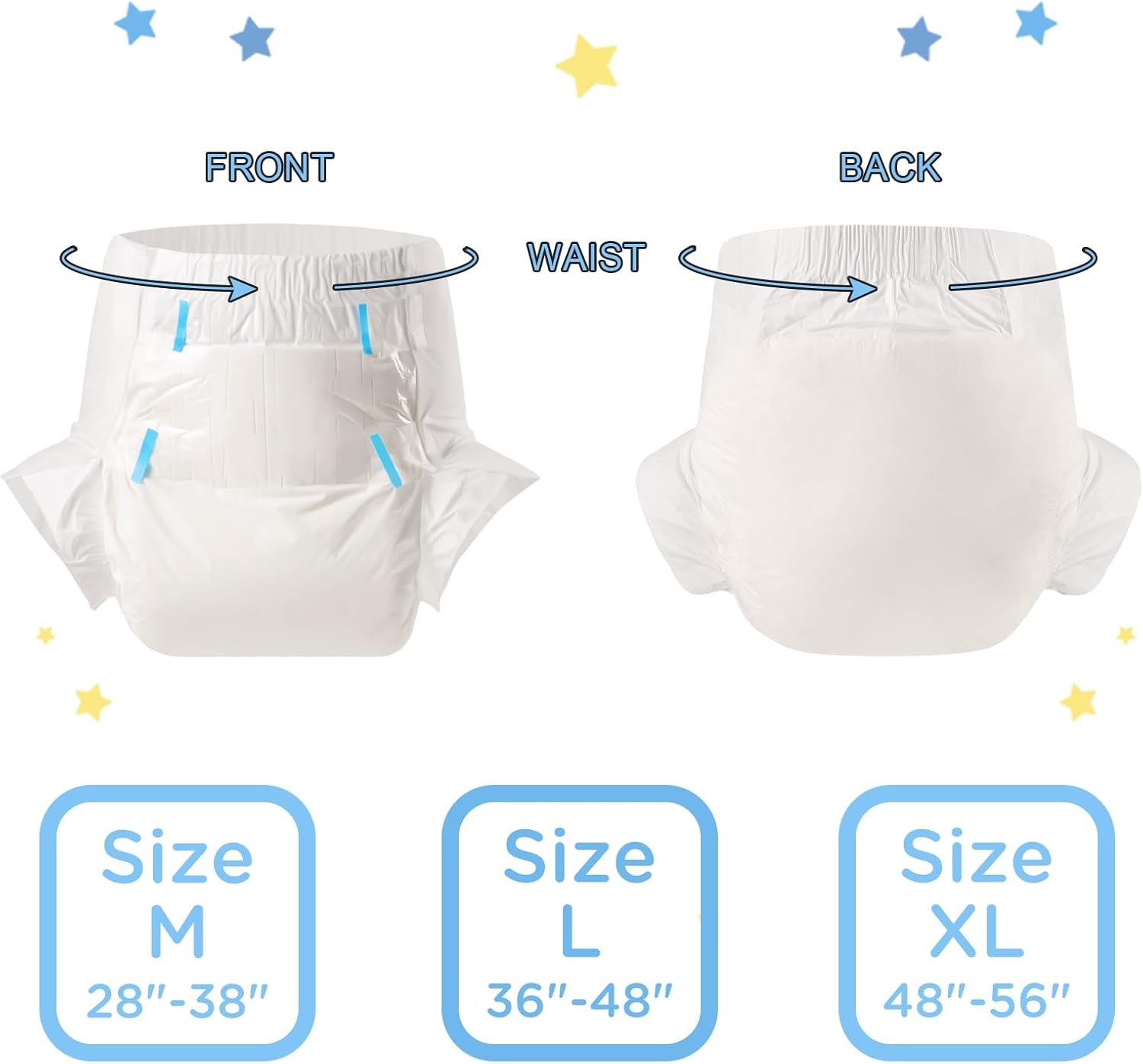 Littleforbig Adult Diaper 10 Pieces - ABDry New White Diapers (Medium 28"-38")