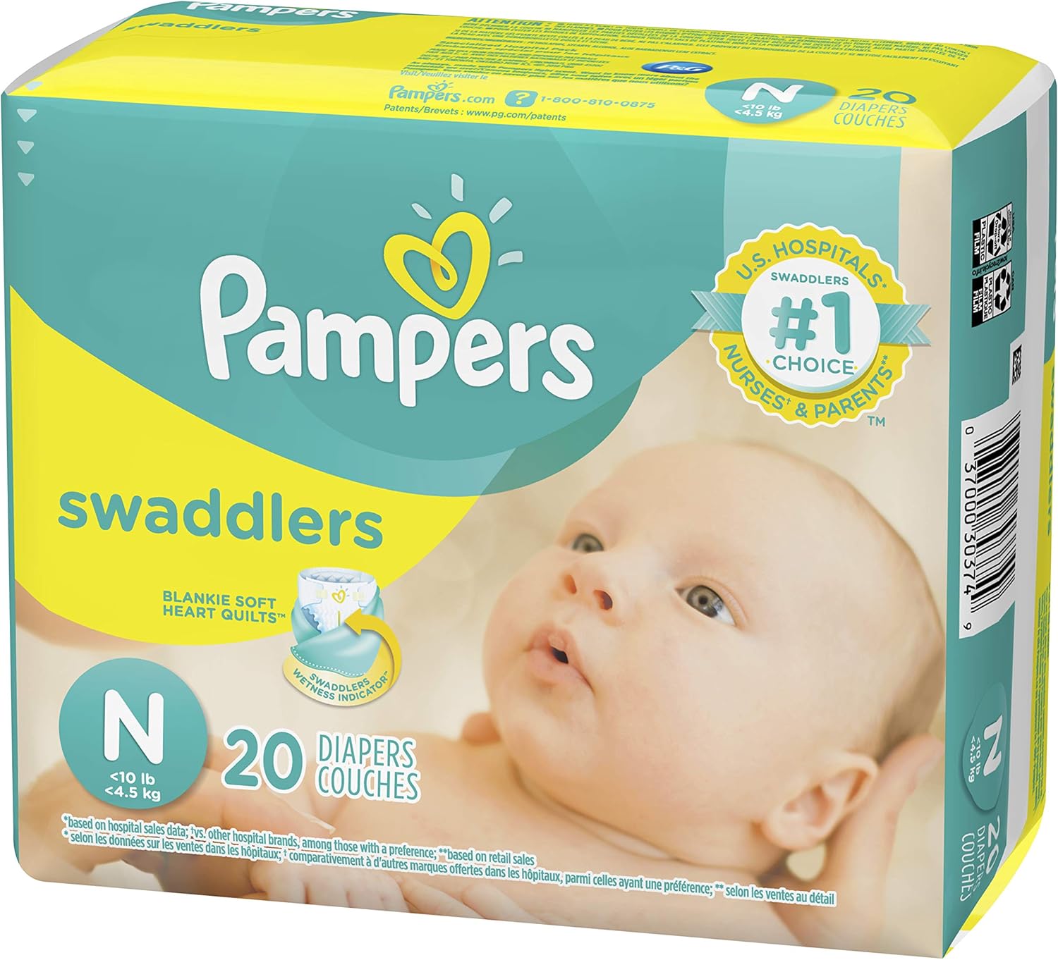 Pampers Swaddlers Diapers Size N 20 Count Pack of 2 (Total of 40 Pampers)