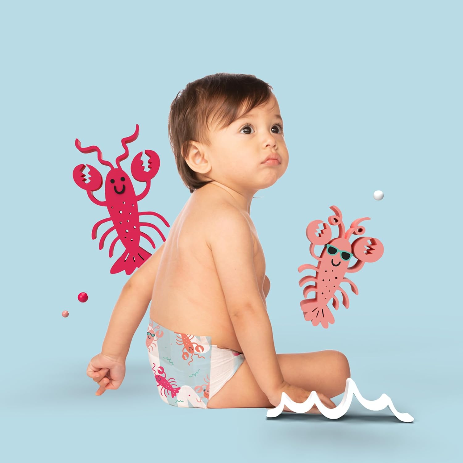 Alternative view of Hello Bello Premium Swim Diapers - Size L (32-40 lbs), Cute Extra-Bright Lobster Designs, 17 Count Jumbo Pack
