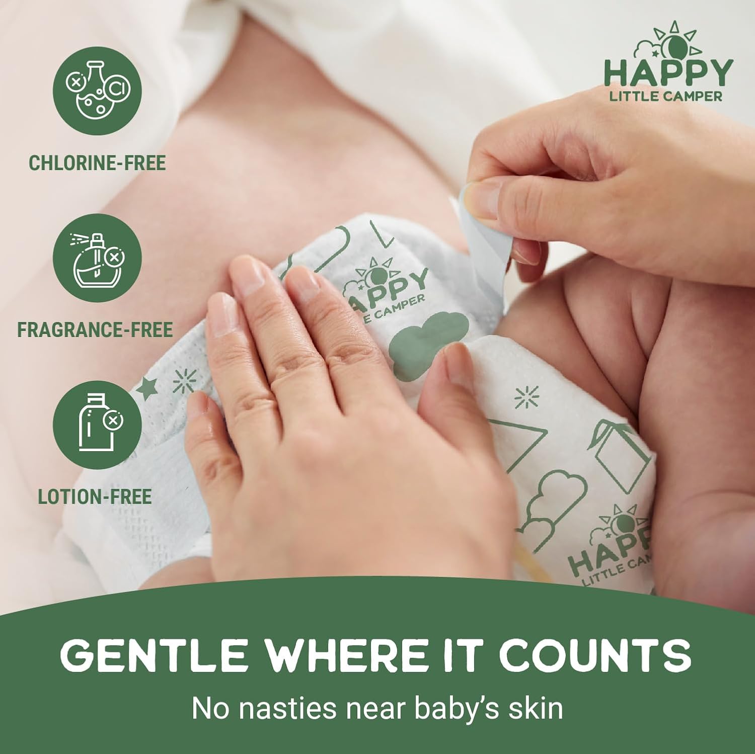 Alternative view of Happy Little Camper Super Saver Diapers, Size 6, 25 Count | Budget-Friendly Disposable Baby Diapers for Sensitive Skin | Hypoallergenic, Fragrance-Free, Ultra Absorbent