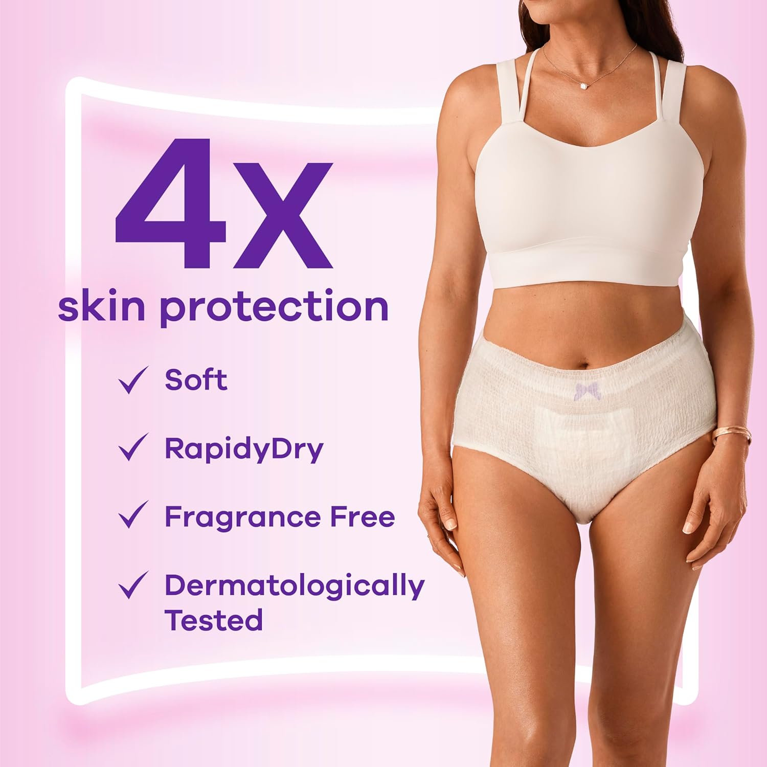 Always Discreet for Sensitive Skin Underwear, Four Times Skin Protection, Dermatologically Tested, Fragrance-Free, Maximum Absorbency, Large, 24 Count