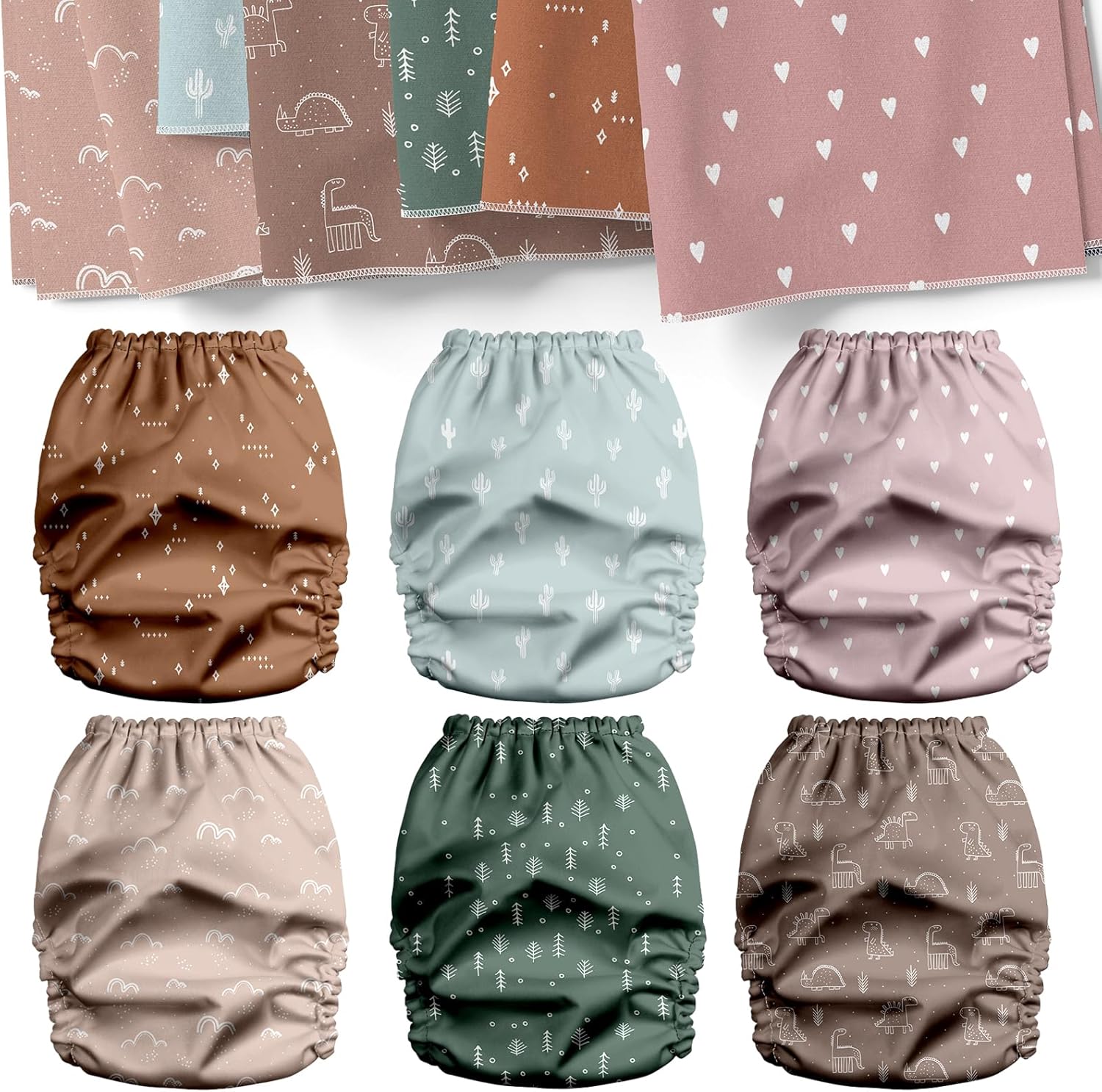 Mama Koala 3.0 Pocket Cloth Diapers for Babies with AWJ Lining, 6 Pack with 6 4-Layer Natural Cloth Diaper Inserts - Reusable and Washable Pocket Diapers(Simply Neutrals)