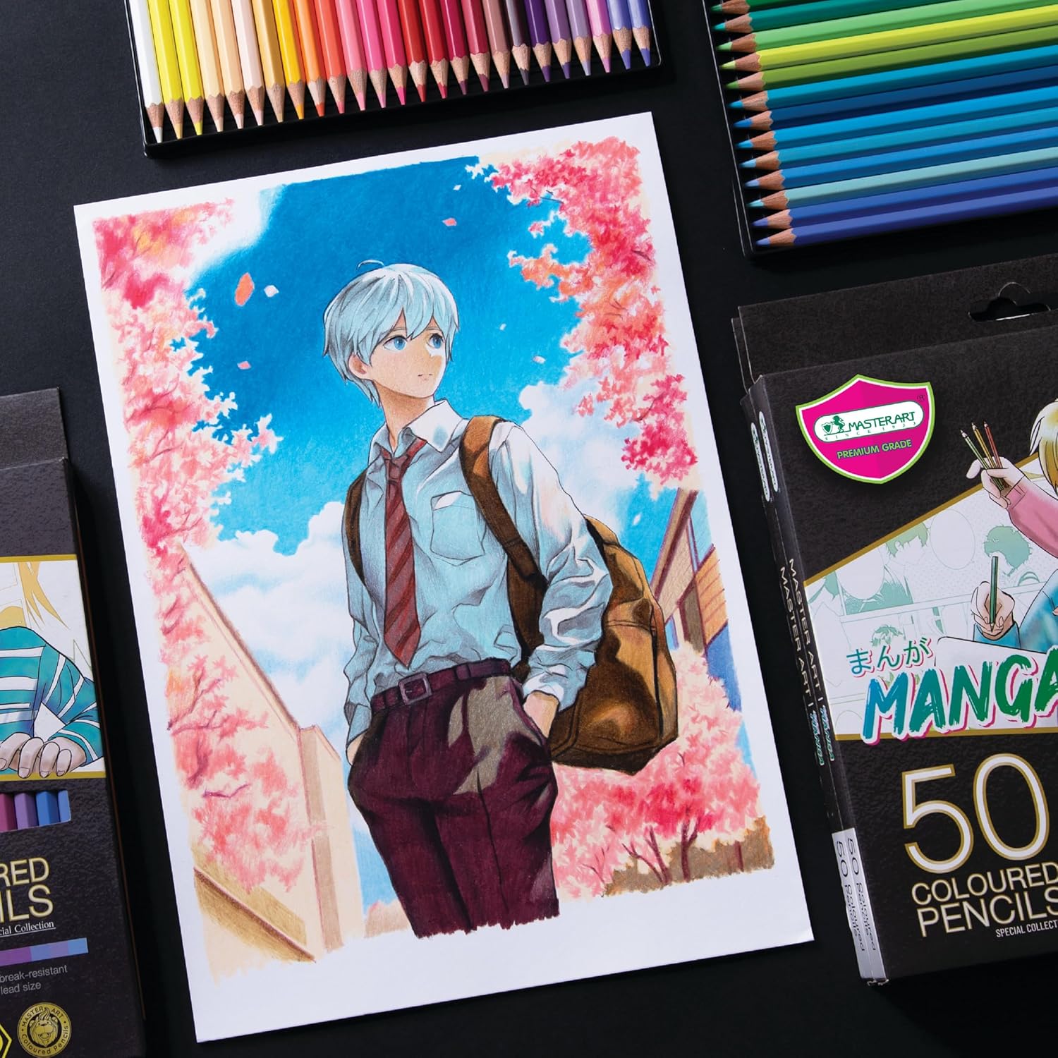 MASTERART Colored Pencils 50 Colors MANGA SET Special Collection for Kids and Adults Coloring