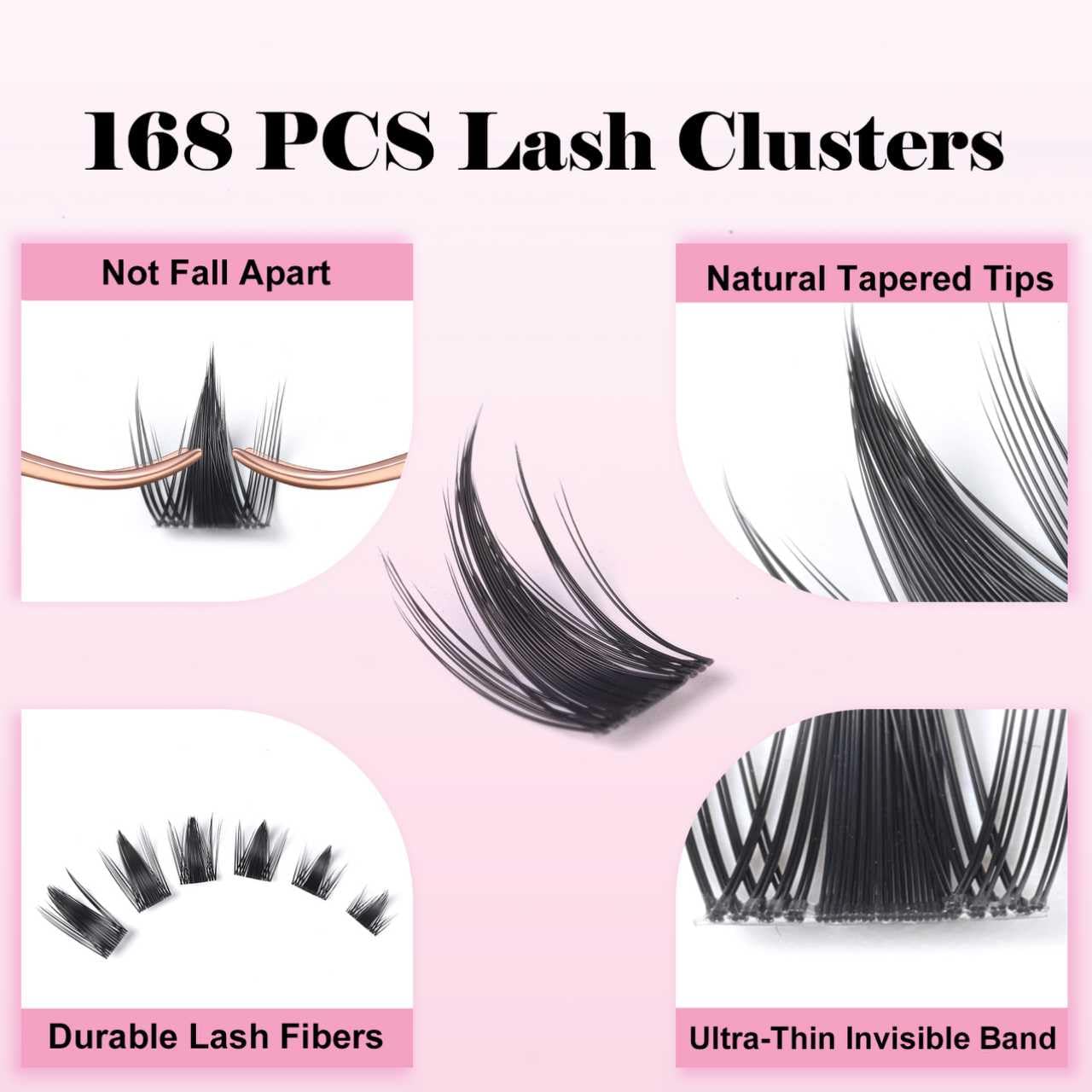 Alternative view of Fairy Lash Clusters Kit Manga DIY Individual Wispy Lashes Eyelash Extension Kit with Lash Bond Seal and Remover Anime Cosplay Lash Extensions Kit Fairy Kit-8-18MIX