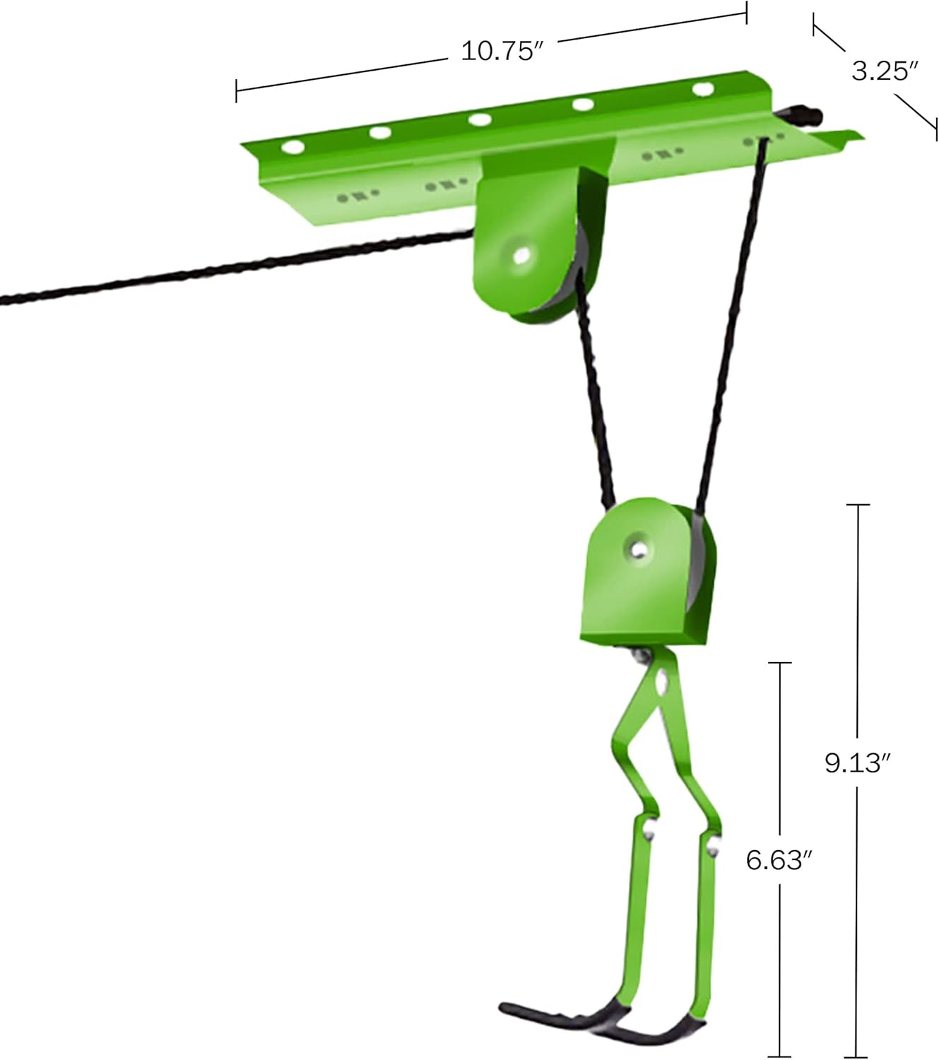 Alternative view of Bike Hanger Set - Set of 2 Overhead Pulley System Bike Hangers for Garage or Shed with 100lb Capacity for Bicycles or Ladders by Rad Sportz (Green)