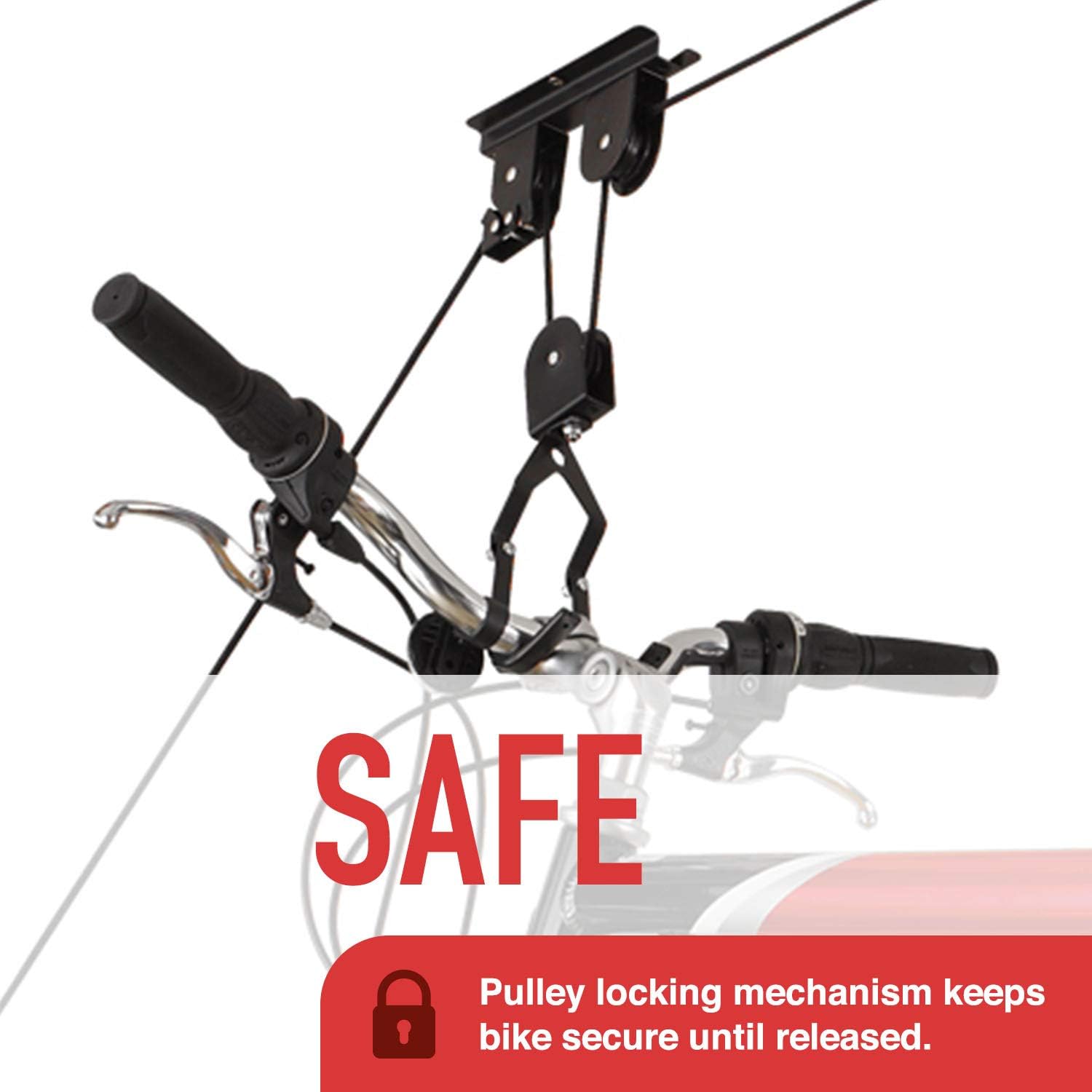 Alternative view of Racor - PBH-1R - Ceiling-Mounted Bike Lift - Pulley System - Up to 50 lbs,Black