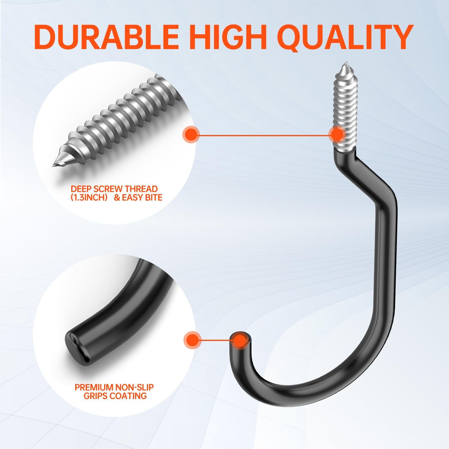 Alternative view of GURADESIGN 8-Pack Heavy Duty Bike Hook, Loading Capacity 100 LBS, 6 inch, Bike Hooks for Garage Wall and Garage Ceiling