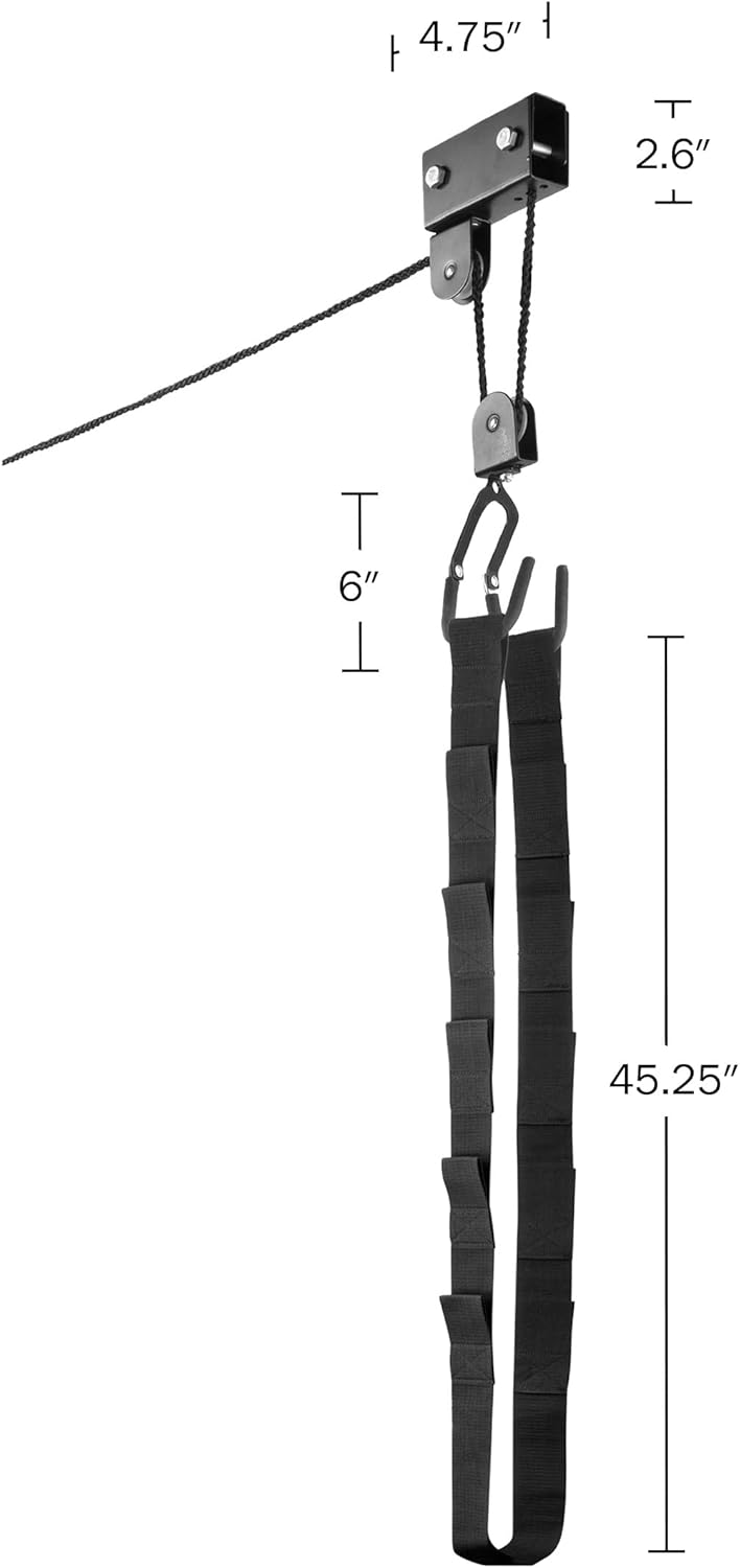 Garage Hoist Set of 2 - Includes 1 Kayak Pulley and 1 Ladder or Bike Hanger - Overhead Garage Storage for Ceilings up to 12-Foot by RAD Cycle