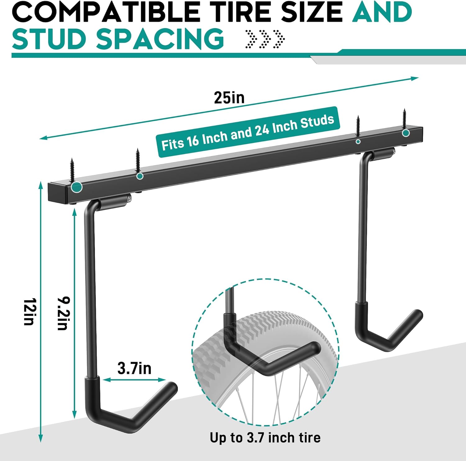 Alternative view of EVERHANGER Ceiling Mounted Bike Racks for Garage, Indoor Bike Storage Hanger with Adjustable Cycling Hooks for 2 to 4 Bikes, Holds up to 260lbs