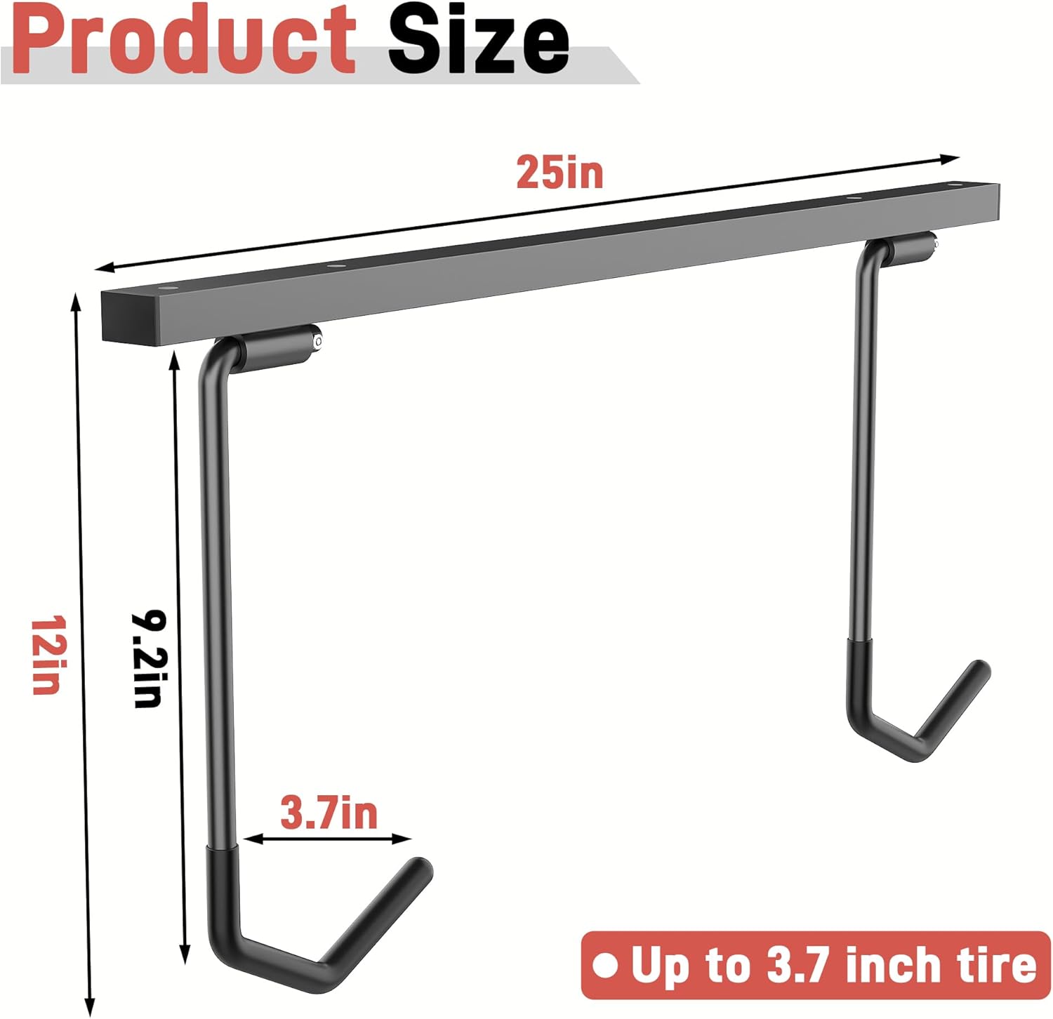 Ultrawall Ceiling Bike Rack for Garage, Indoor Bike Storage Hanger for up to 2 Bikes (Horizontally), 4 Bikes (Vertically) with Adjustable Cycling Hooks, 25 Inch