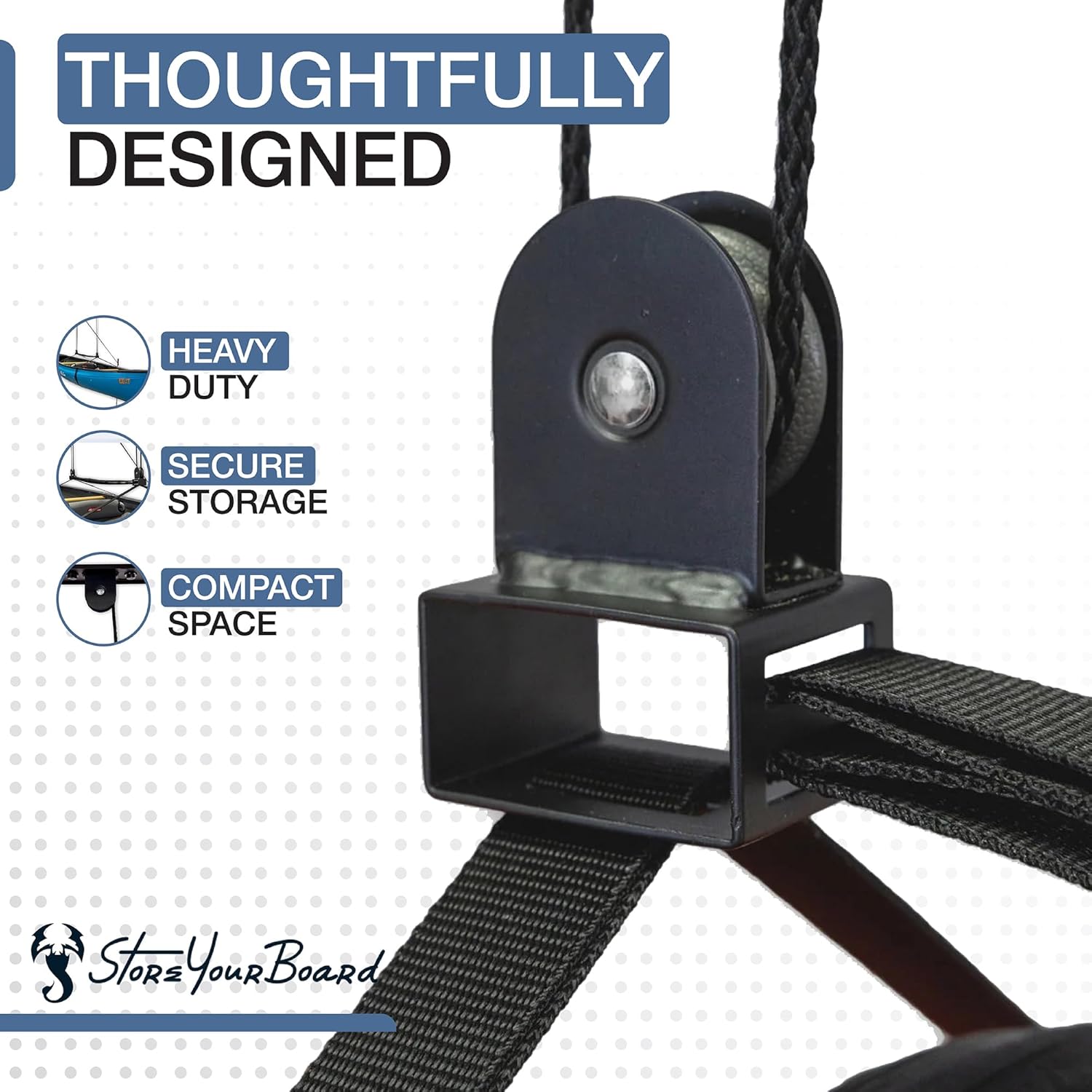 Alternative view of StoreYourBoard Ladder Storage Ceiling Pulley System, Garage Mount Hoist, Heavy Duty Hanging Organizer Holds 150 lbs