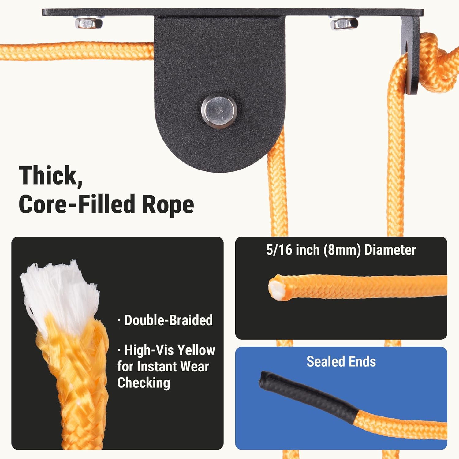 Alternative view of Kayak Hoist for Garage Ceiling with Metal Pulley System Holds 150 lbs, 5.5" Low-Profile Canoe Storage Lift, Parallel or Perpendicular Mounted