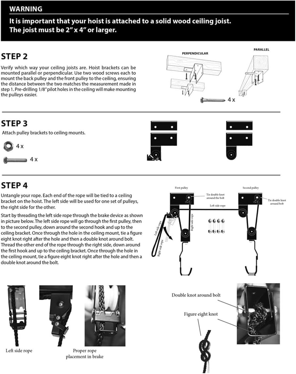 Great Working Tools Kayak Hoist Lift, Hanging 2 Pulley System - 2-Pack Heavy Duty Garage Ceiling Mount 125 Pound Capacity Per Set - Bicycle, Paddleboard, Canoe and Ladder Storage Tool - Image 6