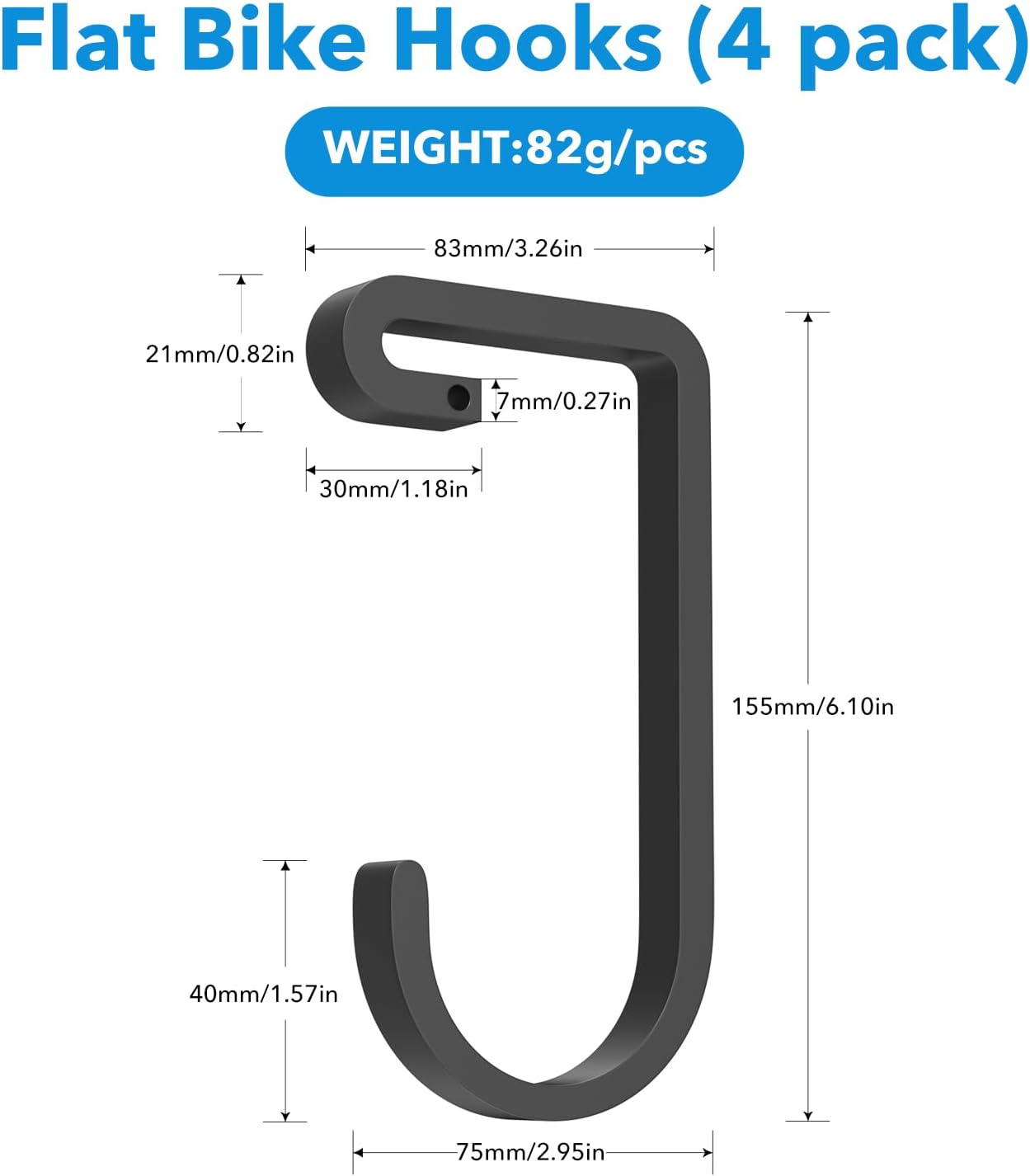 Alternative view of bussdis Thickened Bike Hooks for Garage Ceiling Rack: Heavy Duty Overhead Storage Rack Hook for Bicycle, Hold 50 lb, Safe Rack Bike Hanger, Metal, 4 Pack