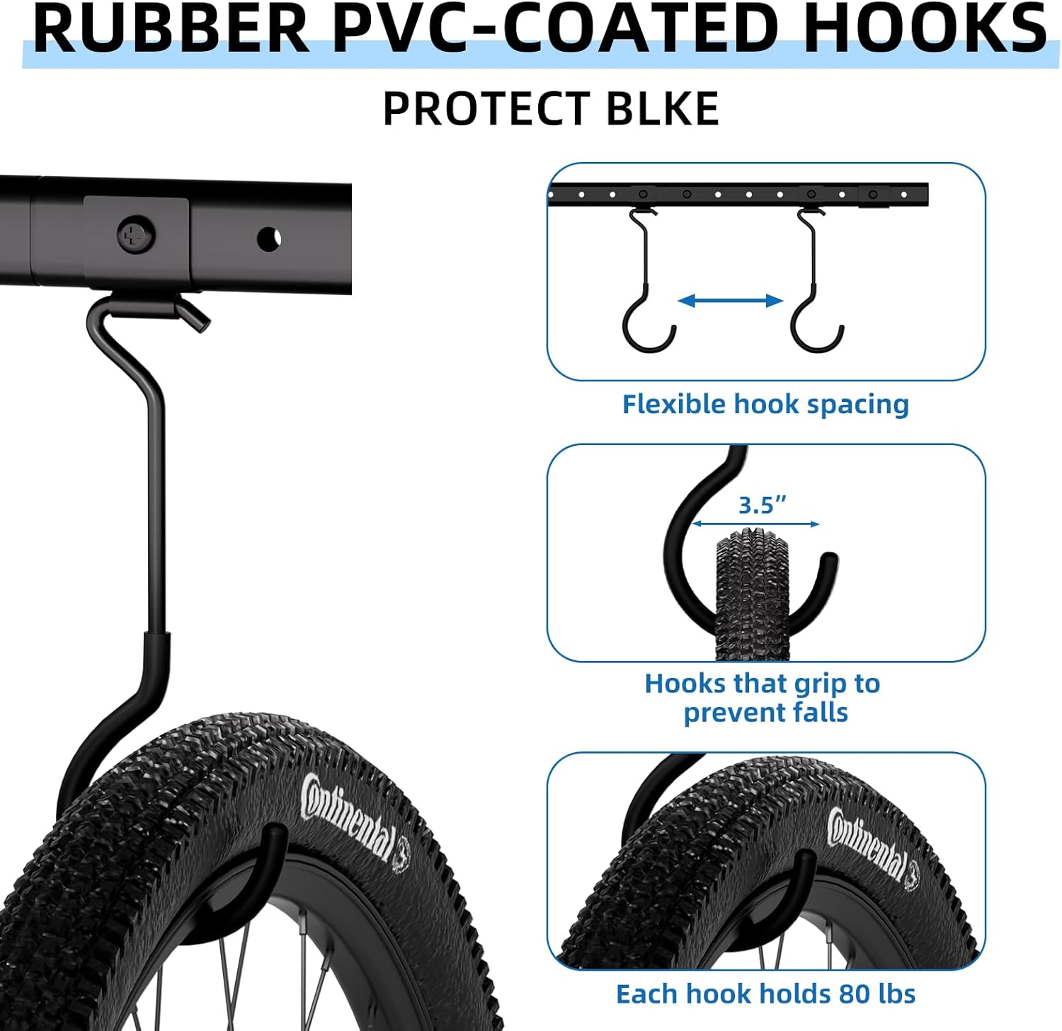 Alternative view of Urban Deco Ceiling Mounted Bike Rack for Garage, Indoor Metal Bike Hanger with 8 Adjustable Ceiling Hooks Hold 4-8 Bikes, Space-Saving Garage Bike Storage for Storing Bike (2-Piece Set)