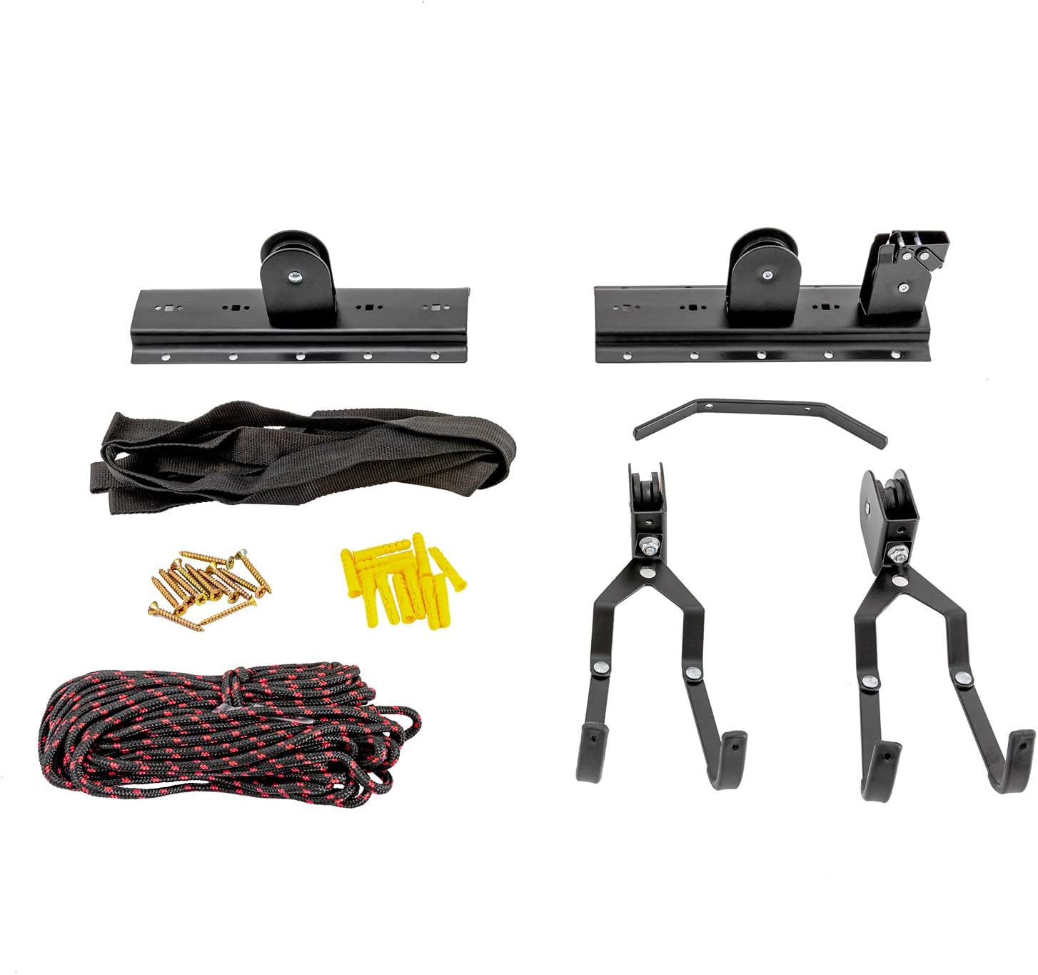 Bike Hoist for Garage Ceiling Mount Pulley Rack System Bicycle Lift Hoist Garage Bicycle Hooks Hanger for Storage Most Road Bike Mountain Bike, 132lbs Load, Balck - Image 8