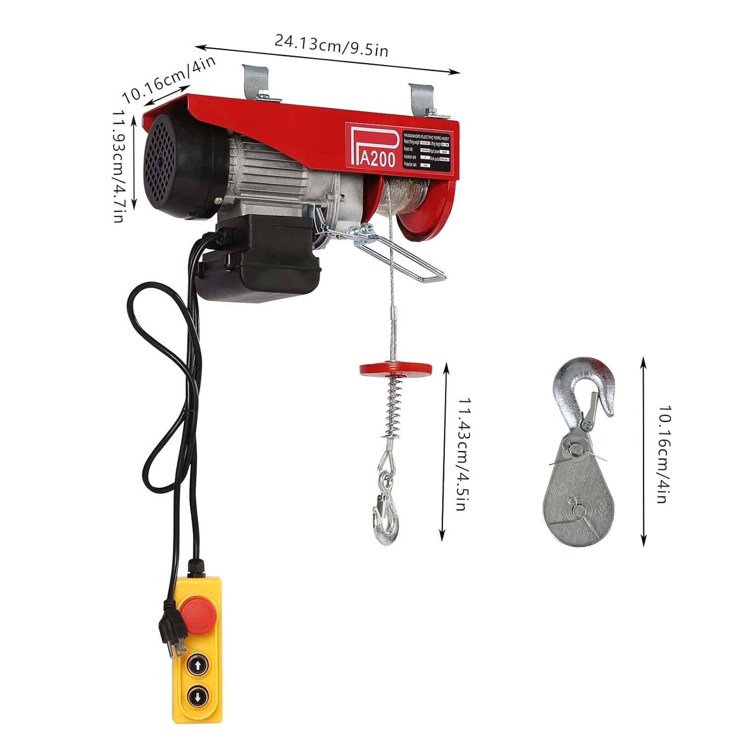 Alternative view of Electric Hoist Winch 440lbs, Automatic Lift Electric Cable Hoist with Wired Remote, Overhead Crane Garage Ceiling Pulley Winch, Electric Wire Rope Hoist, 39.4ft / 20 ft Lifting Height