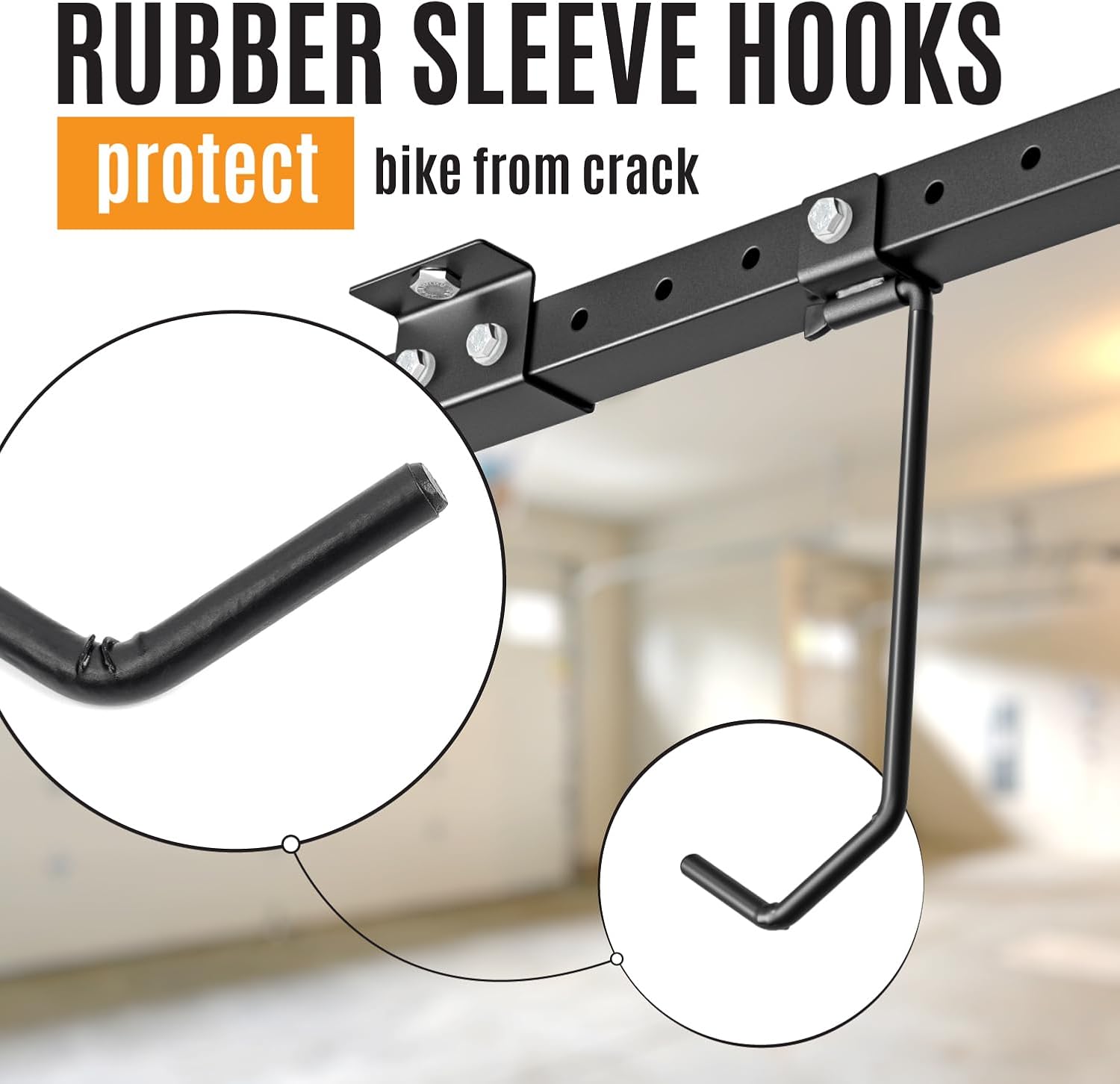 Alternative view of BTRAM Adjustable Ceiling Mounted Bike Rack for Garage, Hold 4-8 Bikes, Hanger for Space-Saving Storage - adjustable ceiling hooks, nice Bicycle stand.