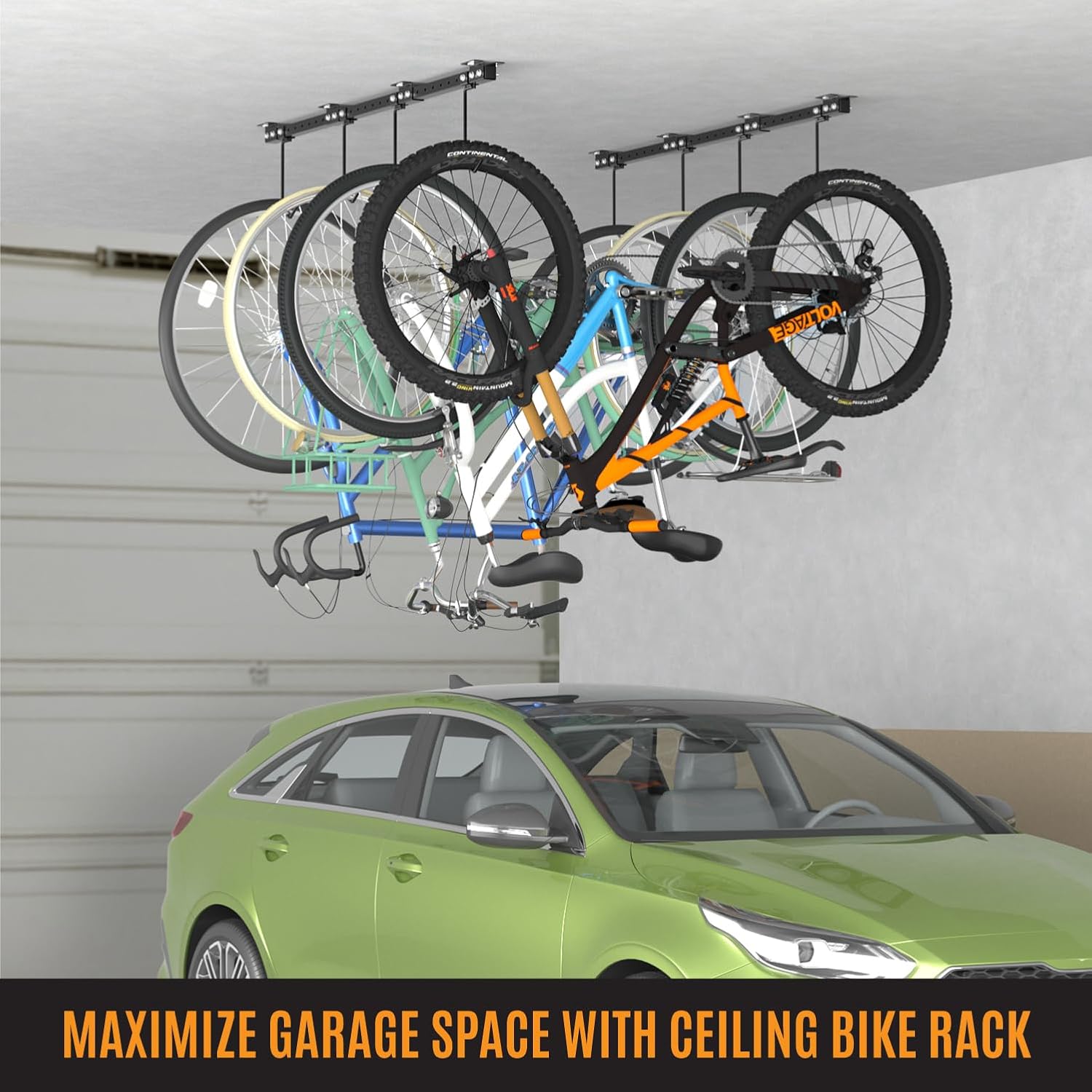 BTRAM Adjustable Ceiling Mounted Bike Rack for Garage, Hold 4-8 Bikes, Hanger for Space-Saving Storage - adjustable ceiling hooks, nice Bicycle stand. - Image 4