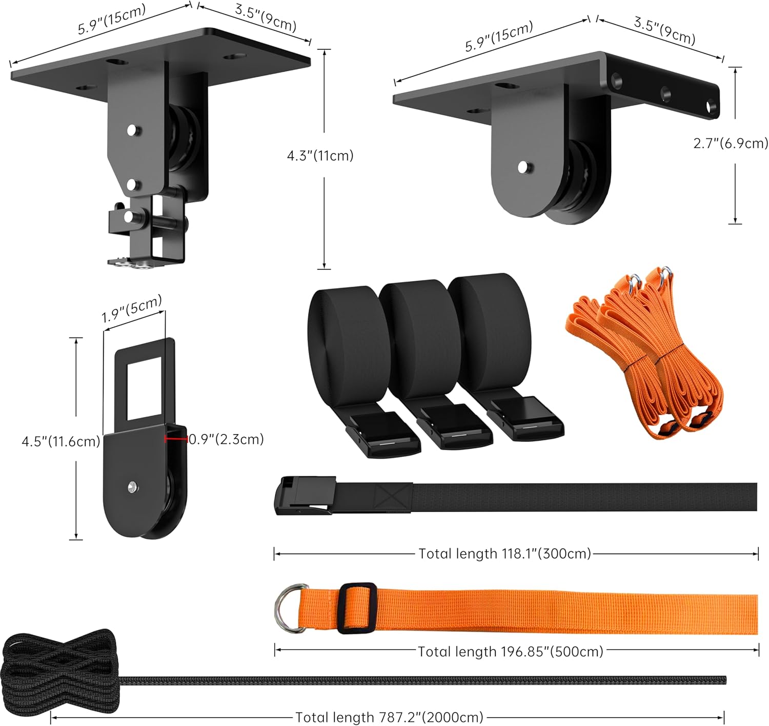 TRUSOON Upgrade Kayak Hoist for Garage Ceiling, Heavy-Duty Kayak Storage Lift Pulley System with Safety Straps, Holds Up to 150 lbs Capacity, Fit 10-18 Foot Ceilings, Black