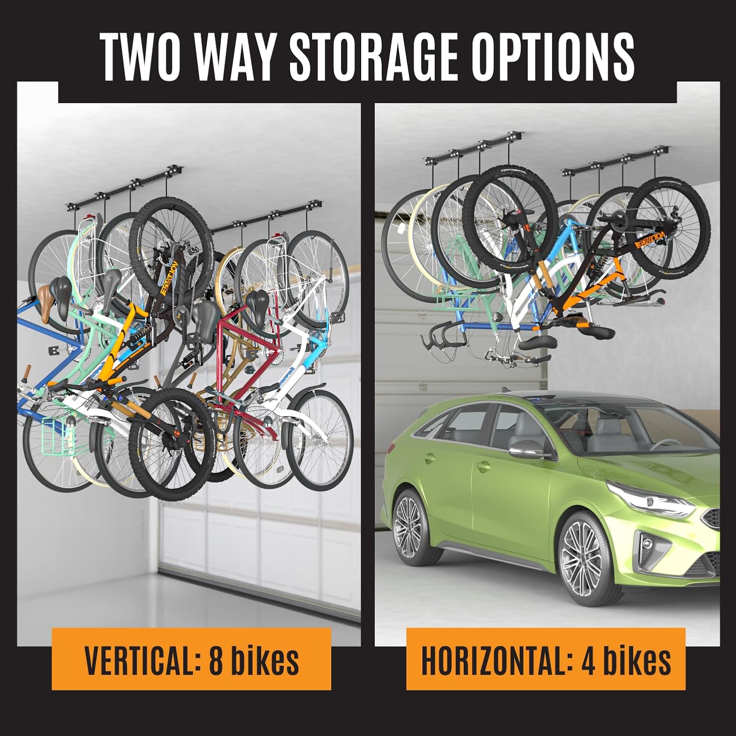 BTRAM Adjustable Ceiling Mounted Bike Rack for Garage, Hold 4-8 Bikes, Hanger for Space-Saving Storage - adjustable ceiling hooks, nice Bicycle stand. - Image 7