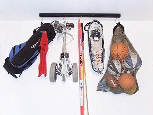 Titan Track 50" Adjustable Overhead Garage Ceiling Storage Track/Bike Rack With Hooks that Slide and Rotate, 50 Lbs. per Hook.