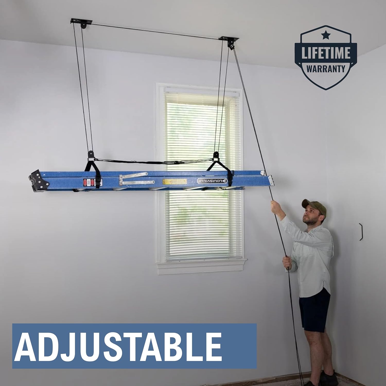 Alternative view of StoreYourBoard Garage Storage Ceiling Pulley System 2 Pack, Kayak Canoe Cargo Ladder Lift, Heavy Duty Holds 150 lbs