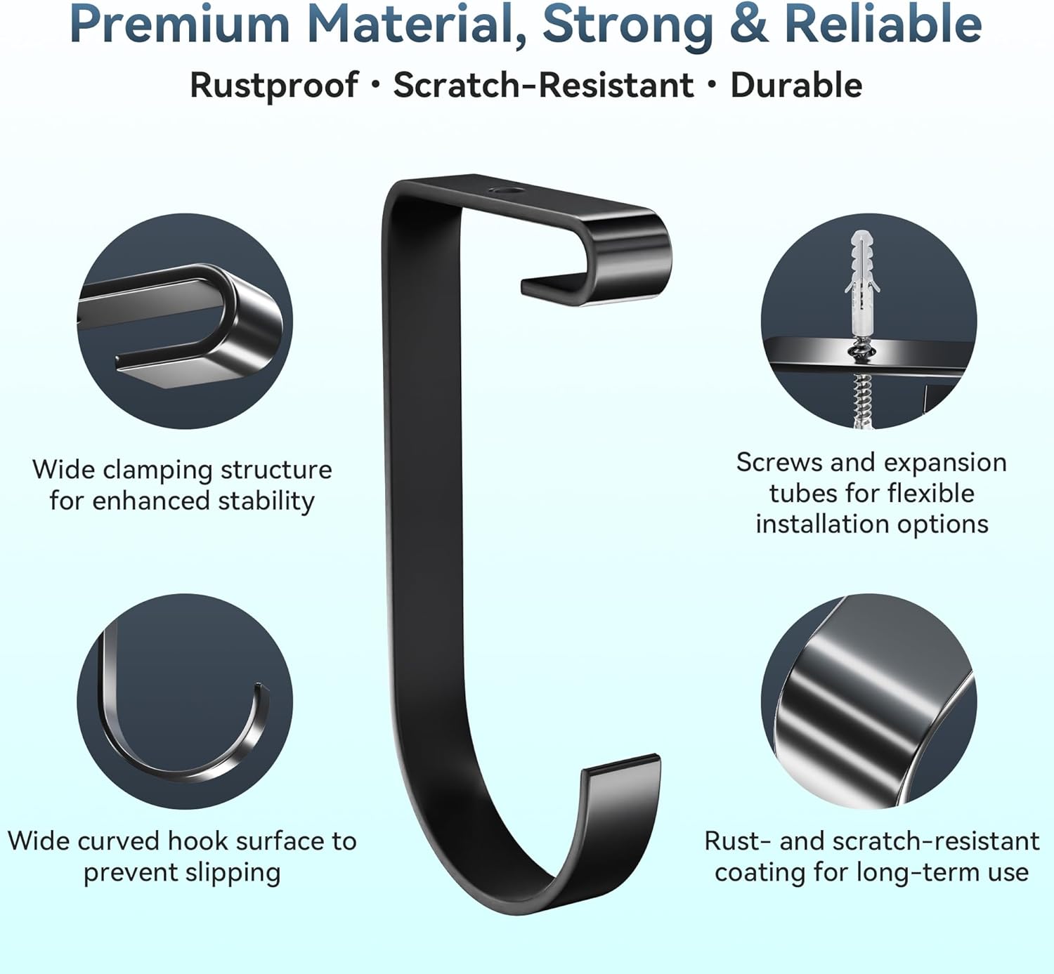 Alternative view of EFEALL Bike Hooks for Garage Ceiling Storage Racks, 4 Pack Heavy-Duty Steel Thickened Flat Hooks, Supports Up to 50 lbs, Bike Hanger Add-On Overhead Garage Storage Rack & Wall Shelving, Black