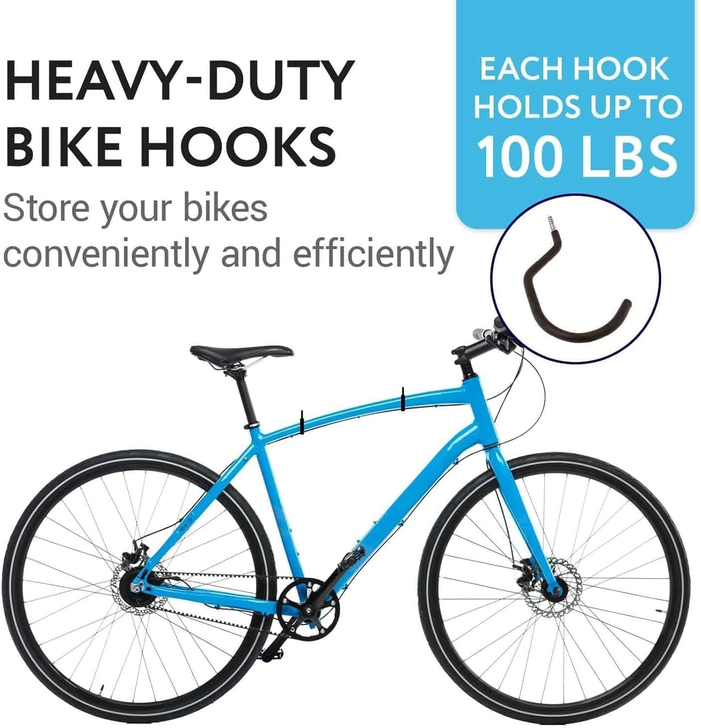 Alternative view of IMPRESA 4-Pack Bike Hooks for Garage Ceiling - 100 Lbs Capacity,7 x 4 in - Galvanized Steel & Non-Marring Finish Heavy Duty Hook - Wall Mount for Ceiling Bike Hangers - Universal Fit Bike Wall Mount