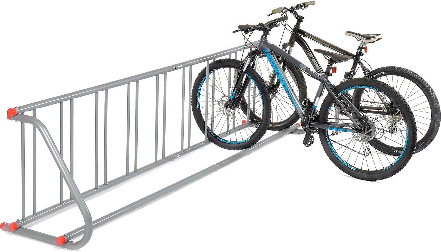 Alternative view of Global Industrial 111" L Single-Sided Grid Bike Rack, 9-Bike Capacity, Powder Coated Steel, Gray, Commercial Bike Rack for Stores, Parks, Schools and More