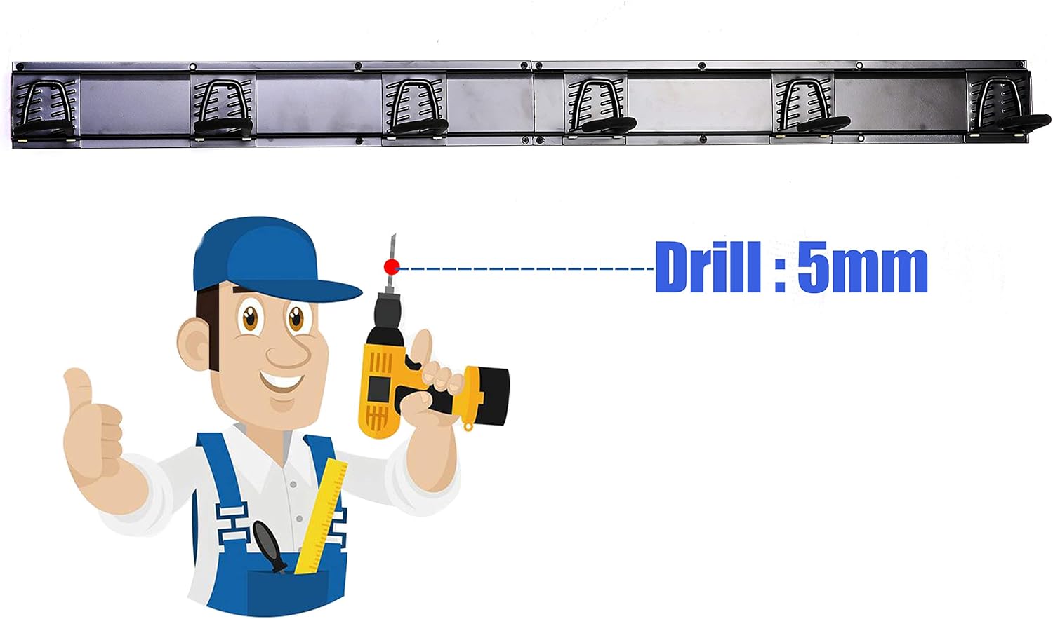 Ultrawall Stainless Steel Bike Storage Rack,6 Bike Storage Hanger Wall Mount for Home & Garage Holds Up to 300lbs, Black - Image 5