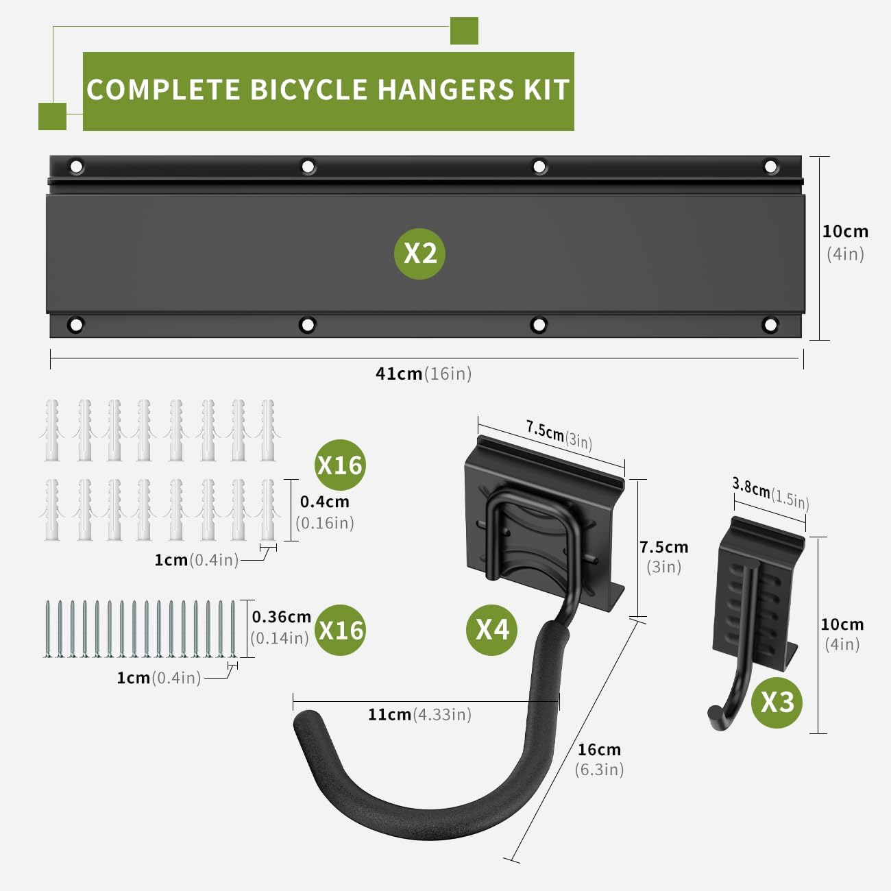 Housolution Bike Storage Rack 32Inch for 4 Bikes + 3 Helmets, Up to 300lbs, Heavy Duty Bike Hangers for Garage, Bike Hooks for Garage, Solid Steel Bicycle Storage, Bike Wall Mount, Black
